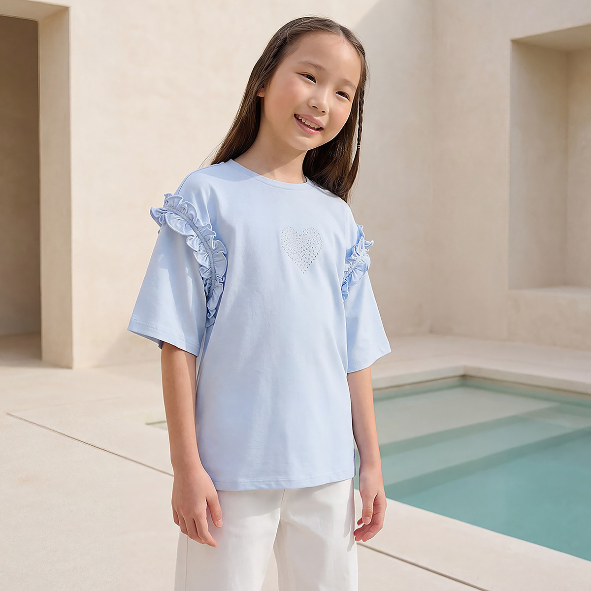 Lee Cooper Crew Neck Short Sleeves T-shirt with Embellishments-girls-clothing-tshirts-image-1