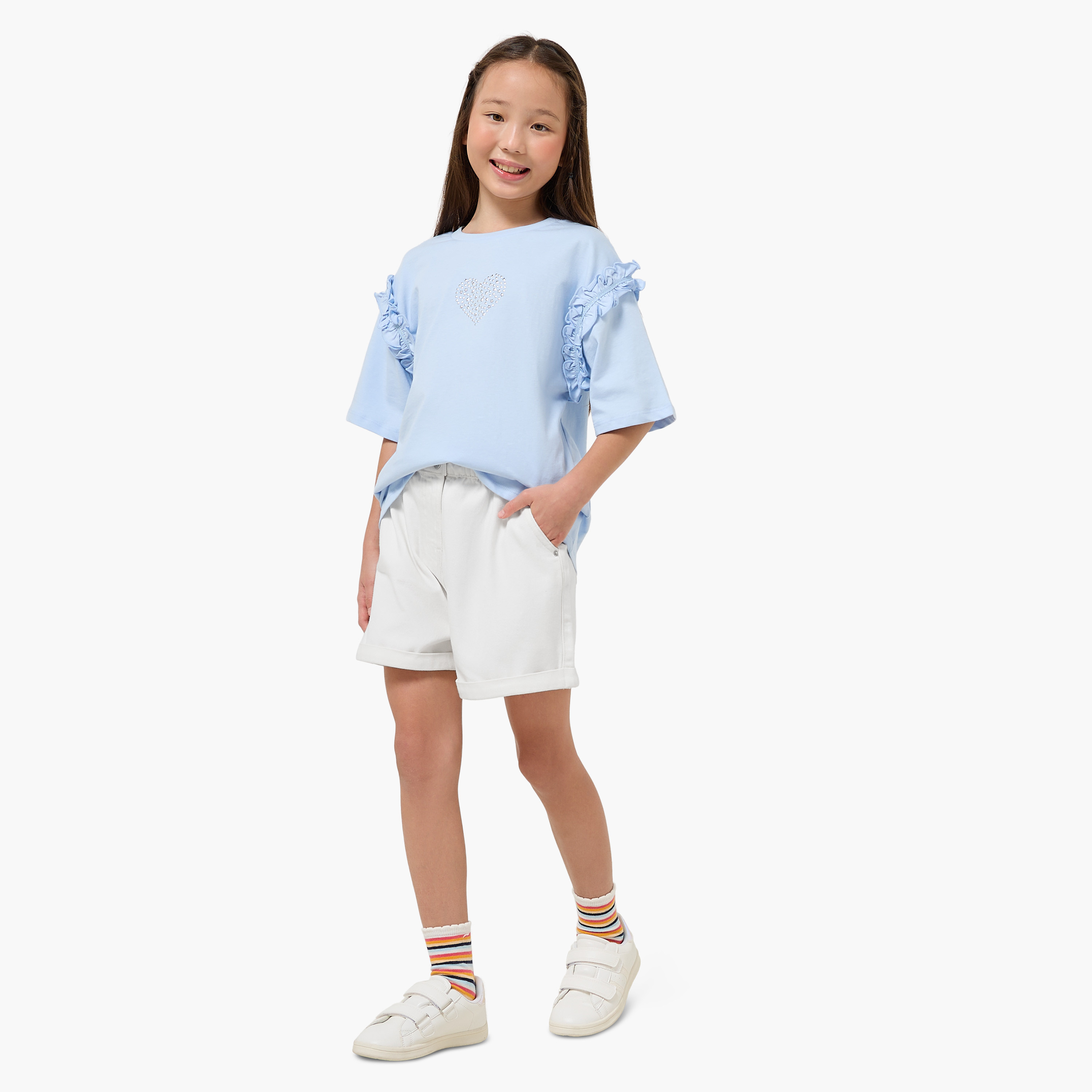 Lee Cooper Crew Neck Short Sleeves T-shirt with Embellishments-girls-clothing-tshirts-image-2