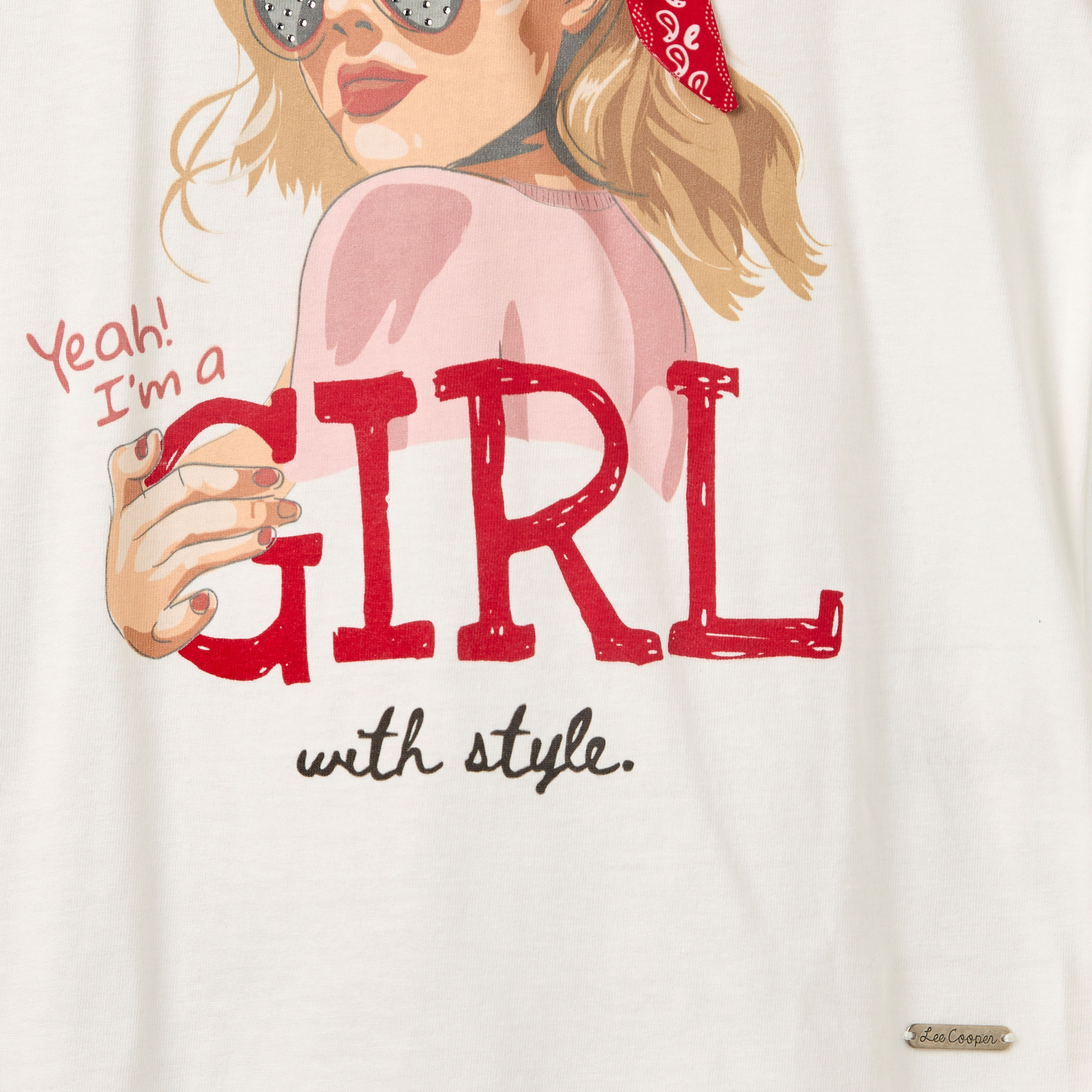 Lee Cooper Crew Neck Short Sleeve T-Shirt with Graphic Print-girls-clothing-tshirts-image-4