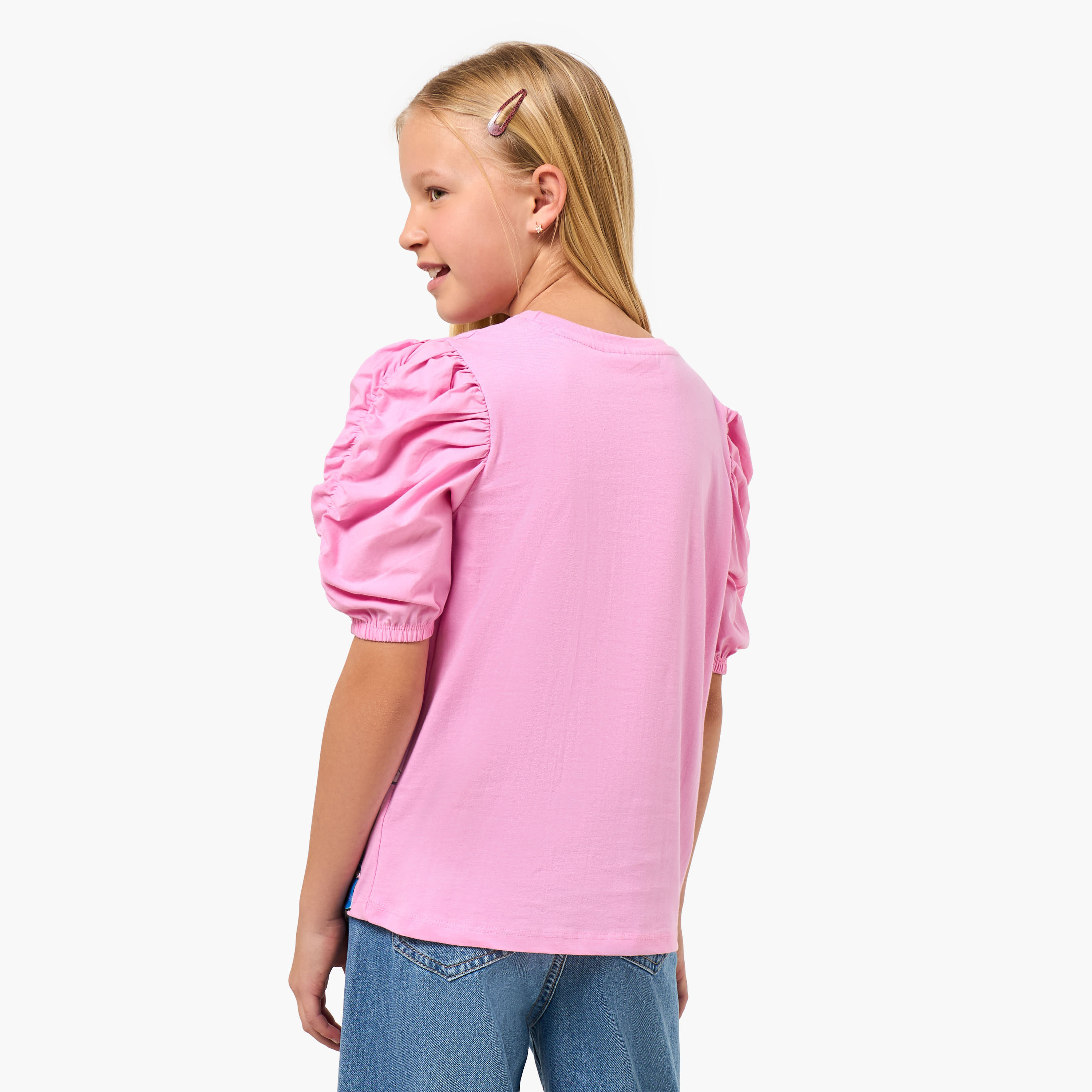 Lee Cooper Round Neck Short Sleeve T-shirt with Graphic Print-girls-clothing-tshirts-image-3