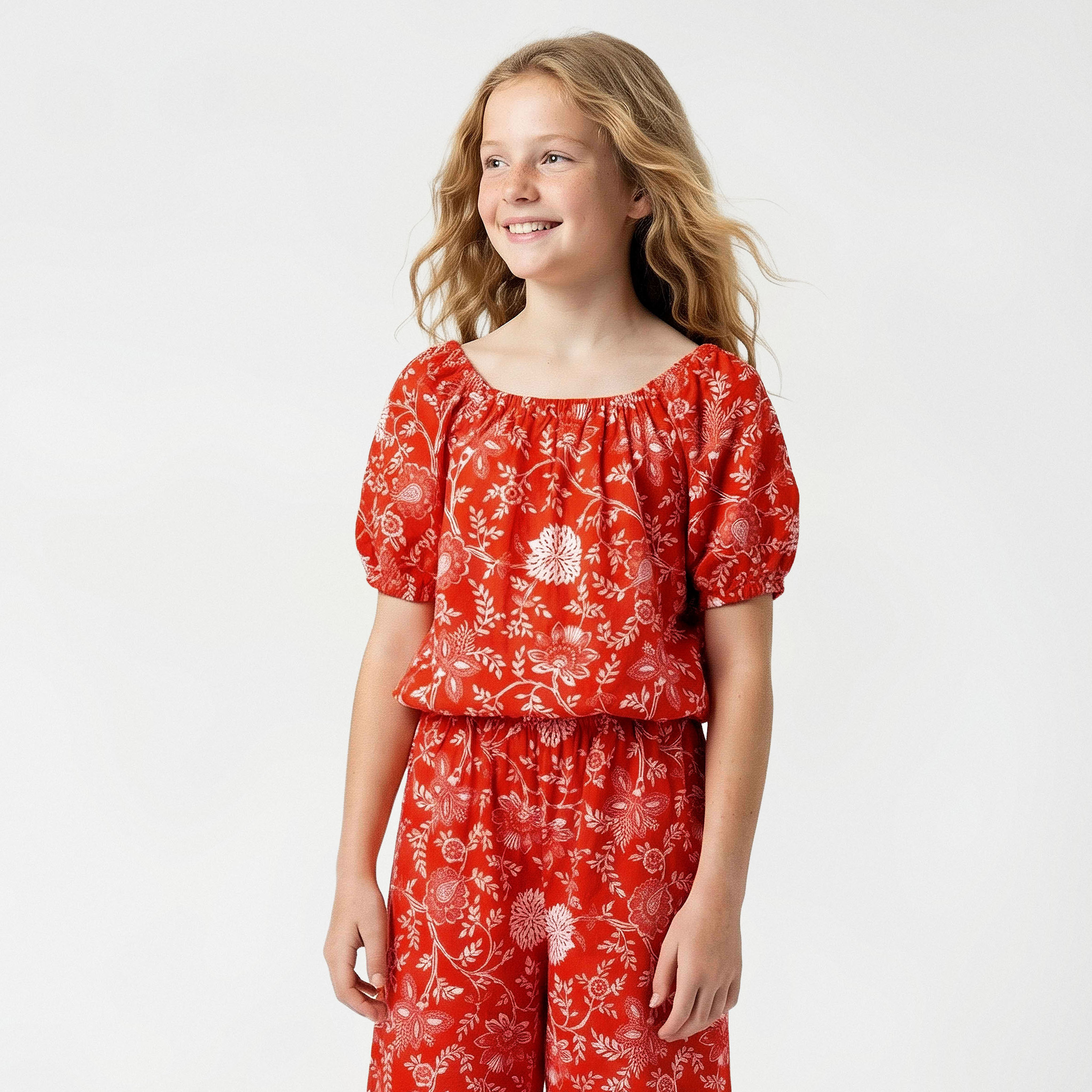 بلوزة بياقة مربعة وأكمام قصيرة وطبعات من لي كوبر-girls-clothing-blousesandshirts-image-5