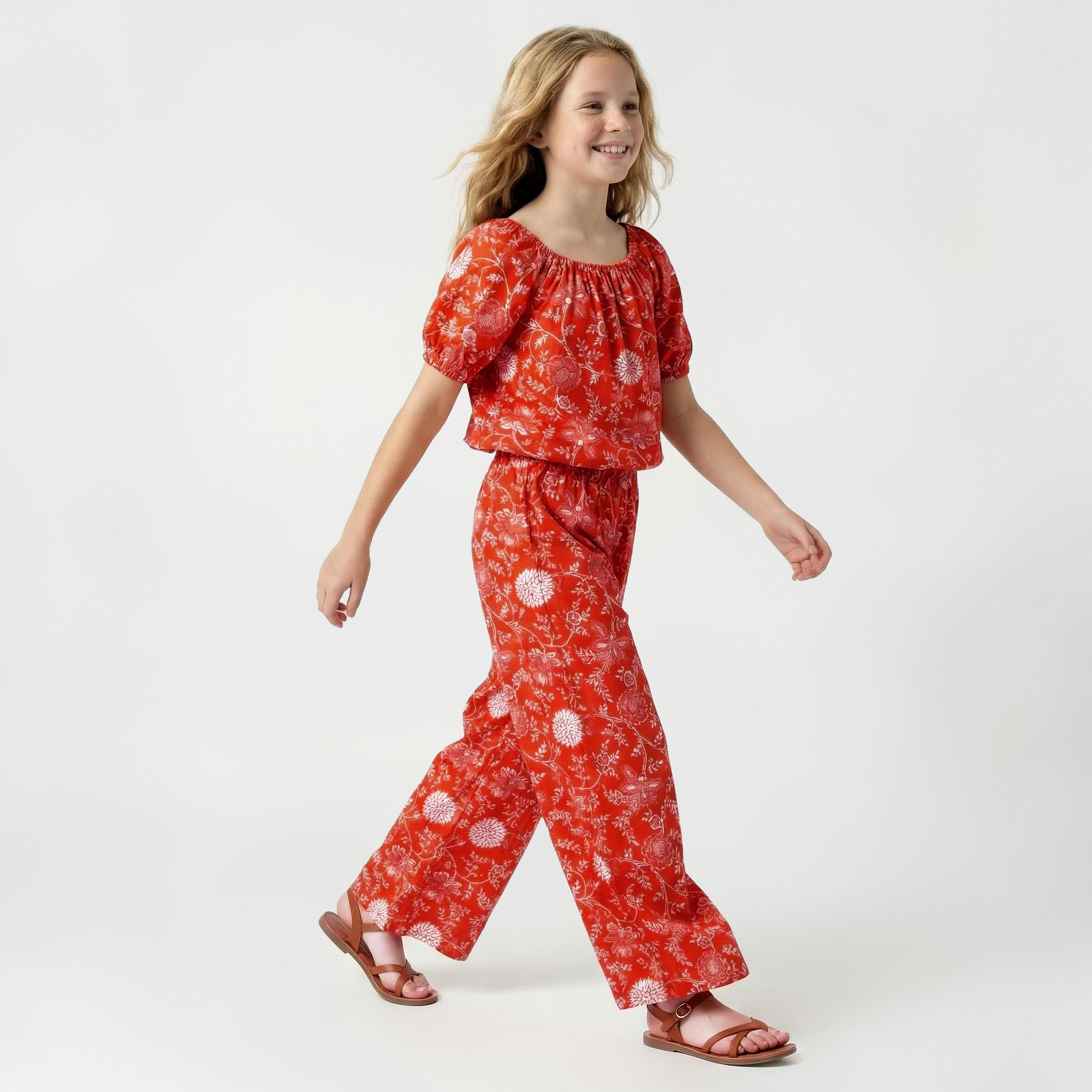 بلوزة بياقة مربعة وأكمام قصيرة وطبعات من لي كوبر-girls-clothing-blousesandshirts-image-4