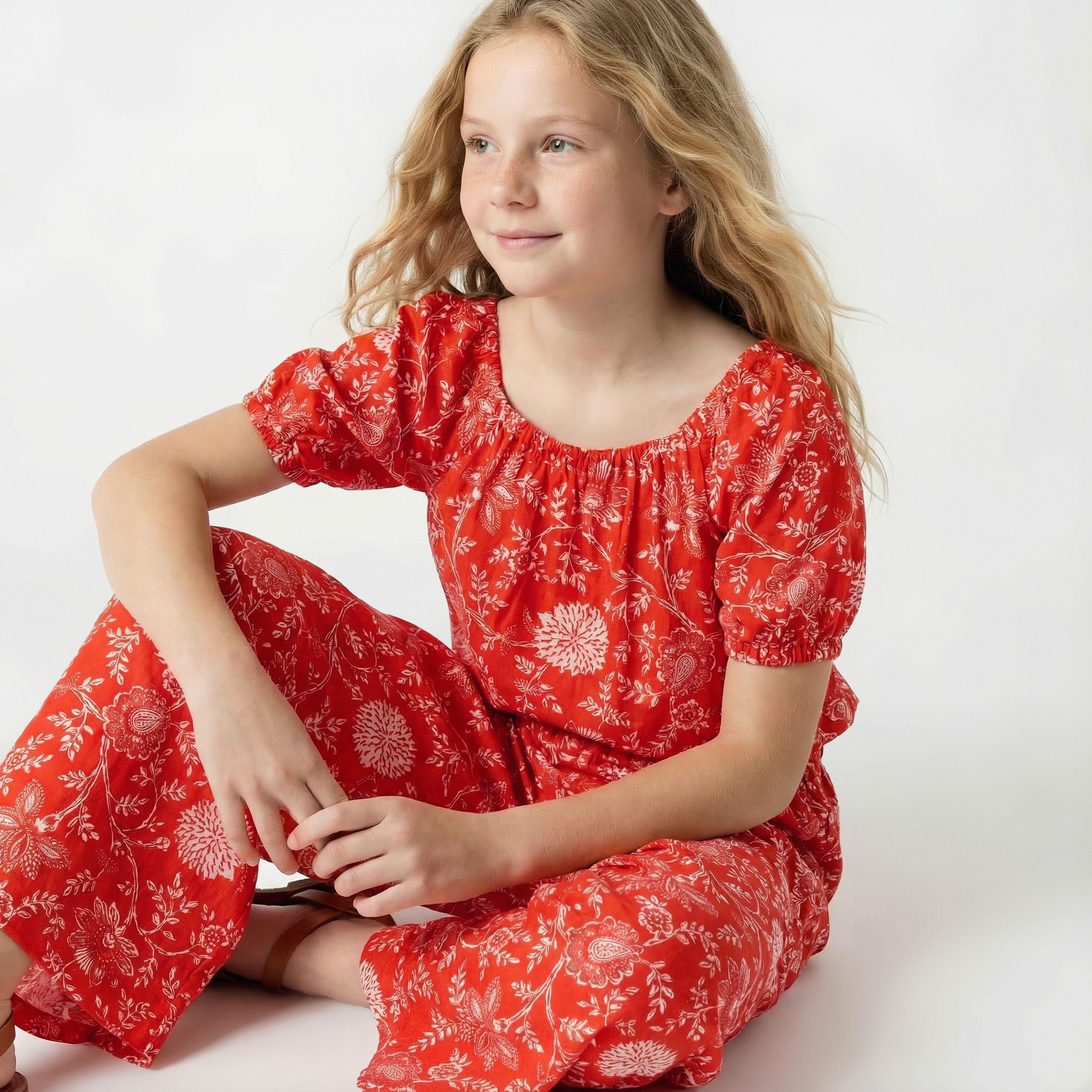 بلوزة بياقة مربعة وأكمام قصيرة وطبعات من لي كوبر-girls-clothing-blousesandshirts-image-1