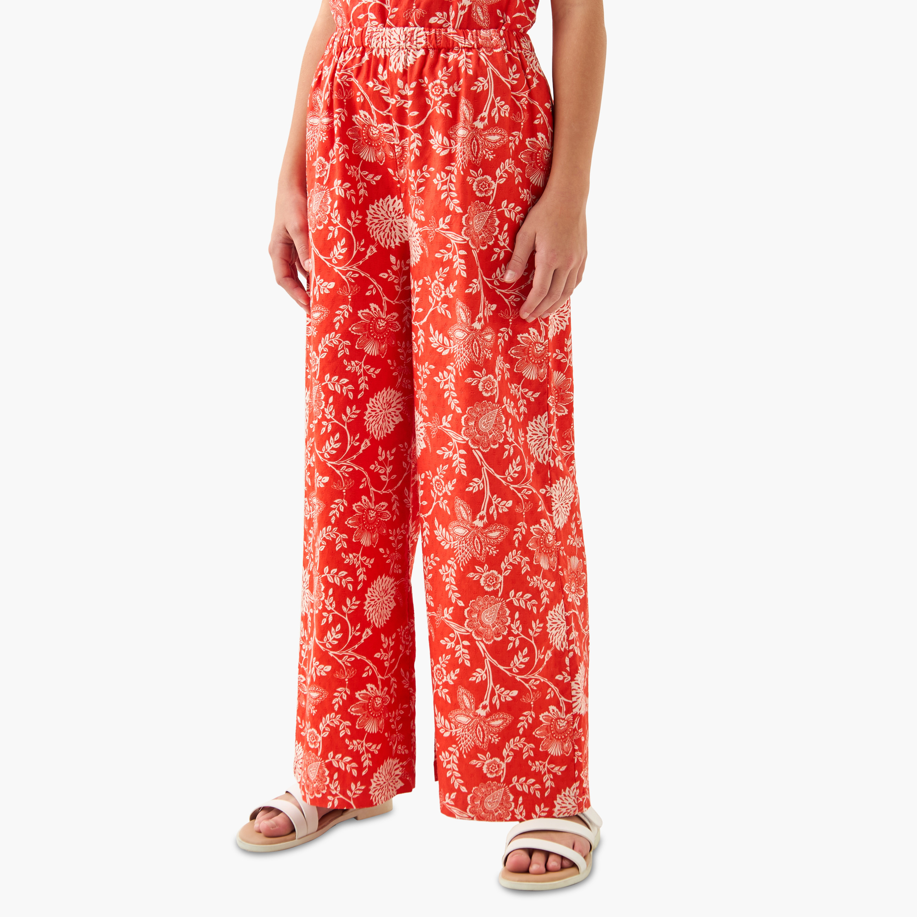 Lee Cooper Trousers with Floral Print- Elasticated Waist-girls-clothing-bottoms-trousers-image-1