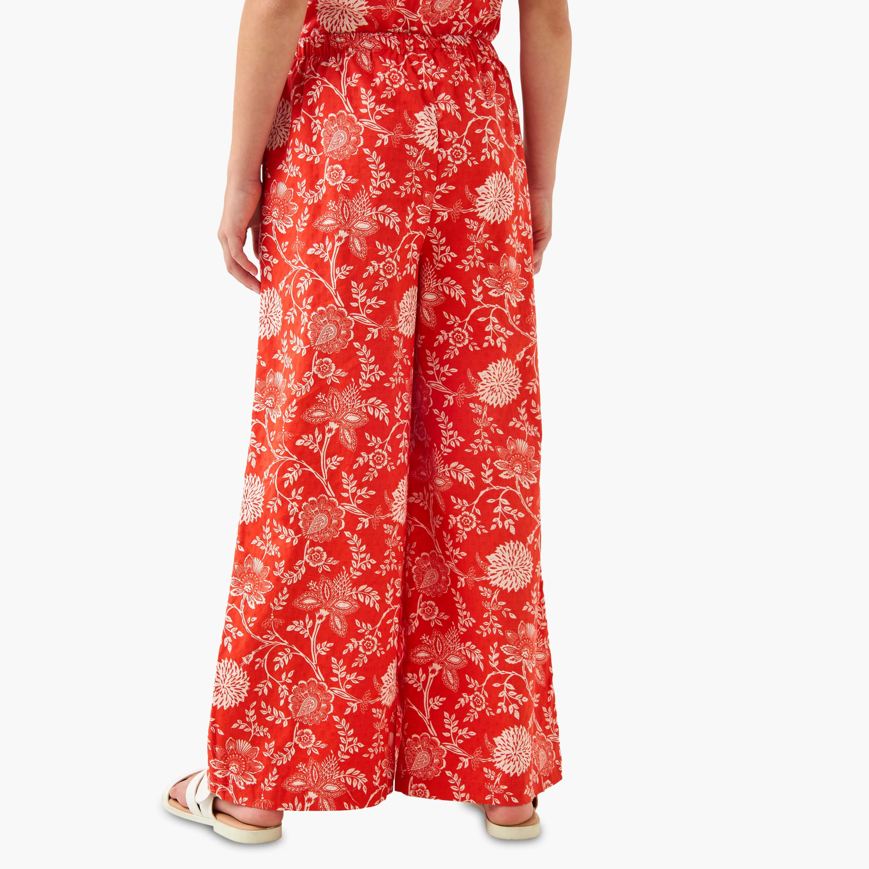 Lee Cooper Trousers with Floral Print- Elasticated Waist-girls-clothing-bottoms-trousers-image-3