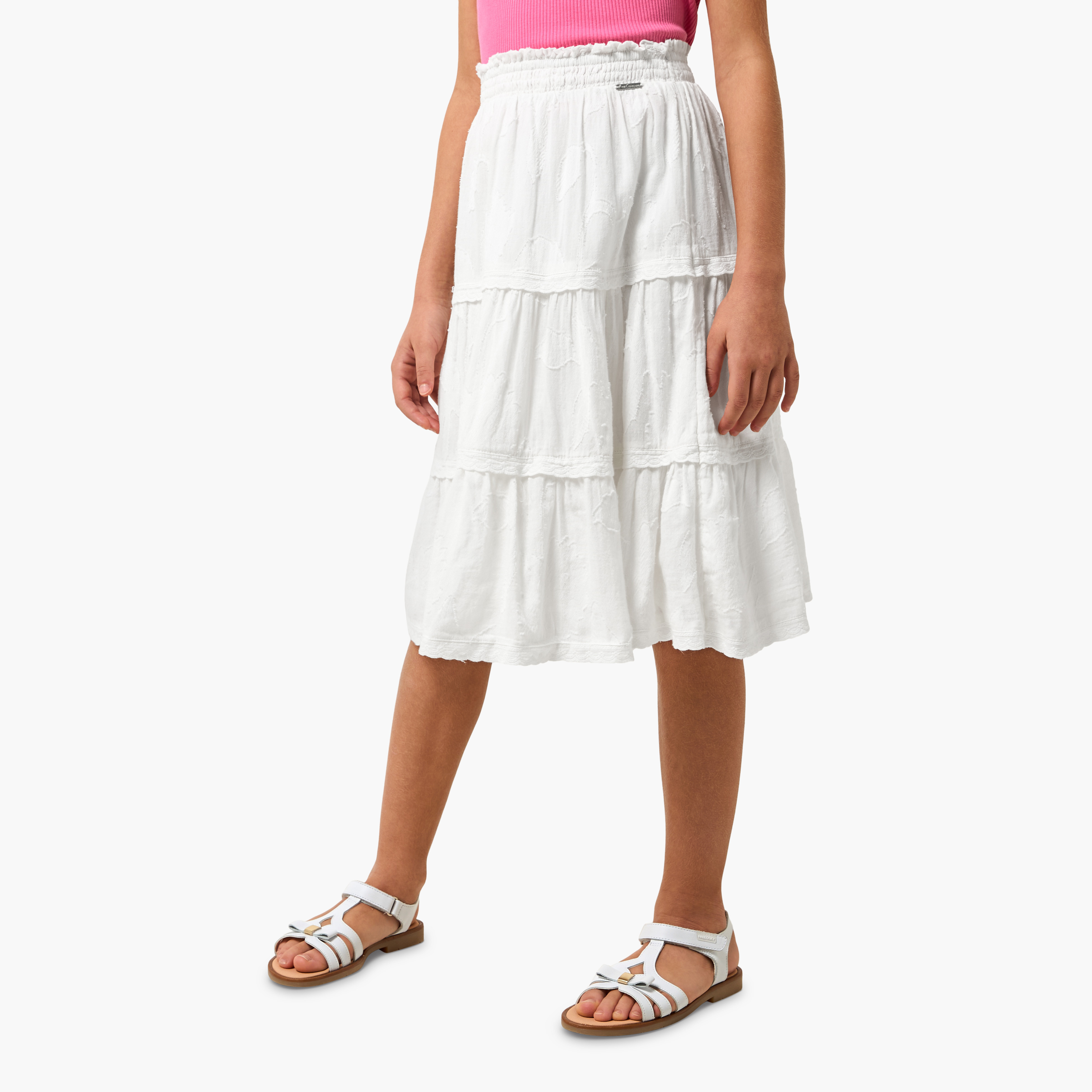 Lee Cooper Midi Skirt with Lace Trim-girls-clothing-bottoms-skirts-image-1