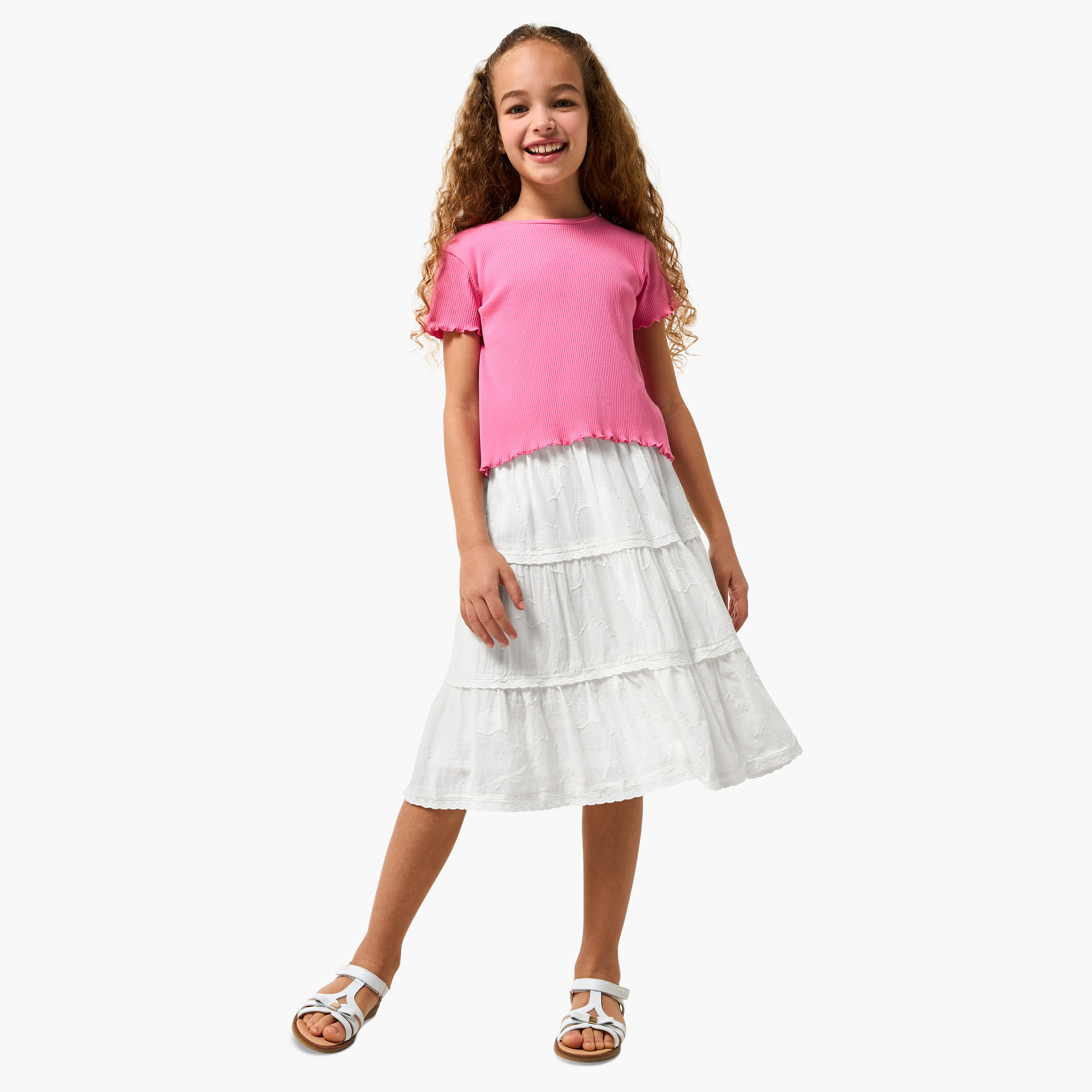 Lee Cooper Midi Skirt with Lace Trim-girls-clothing-bottoms-skirts-image-2
