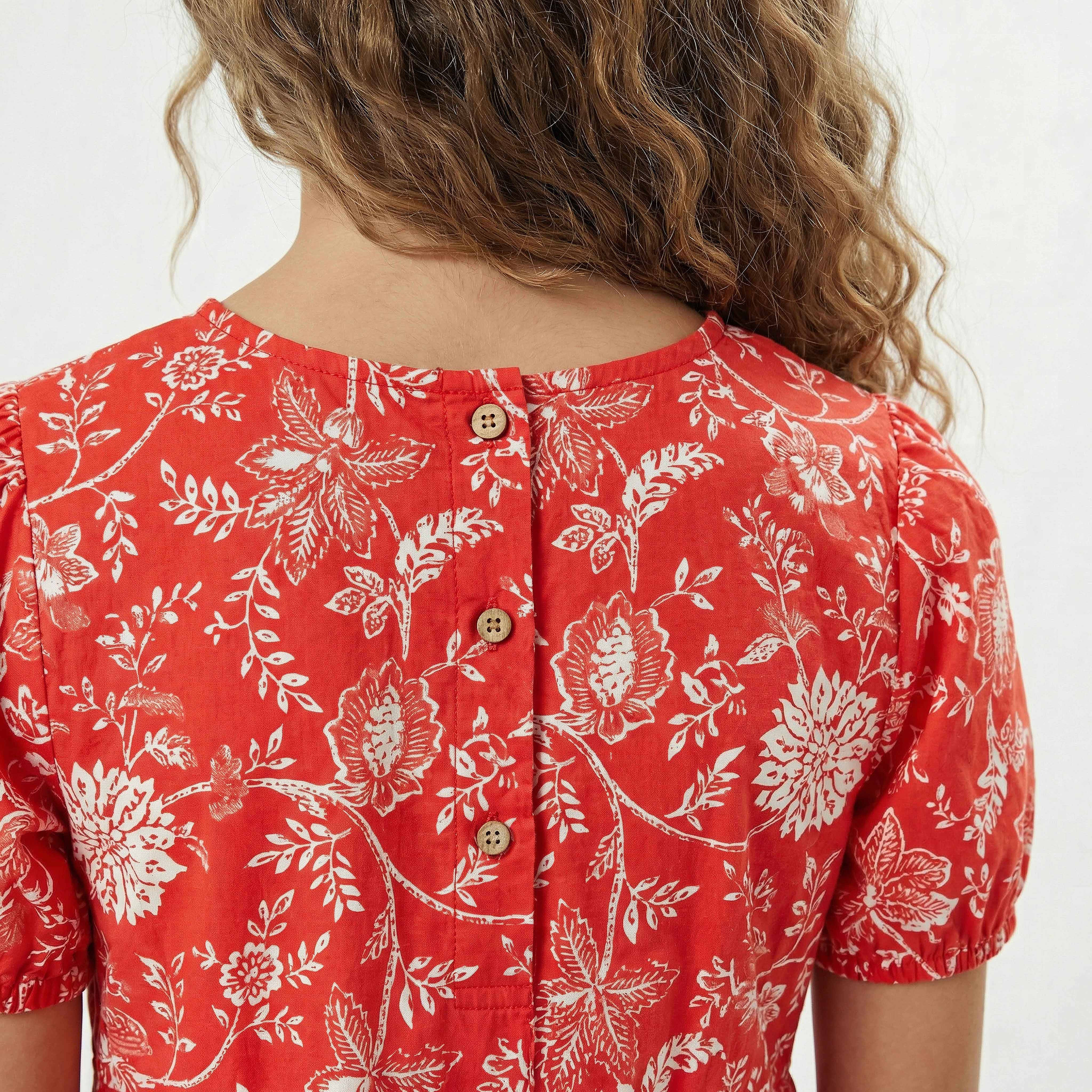 Lee Cooper Round Neck Short Sleeves A-line Dress with Floral Print-girls-clothing-dressesandjumpsuits-image-5