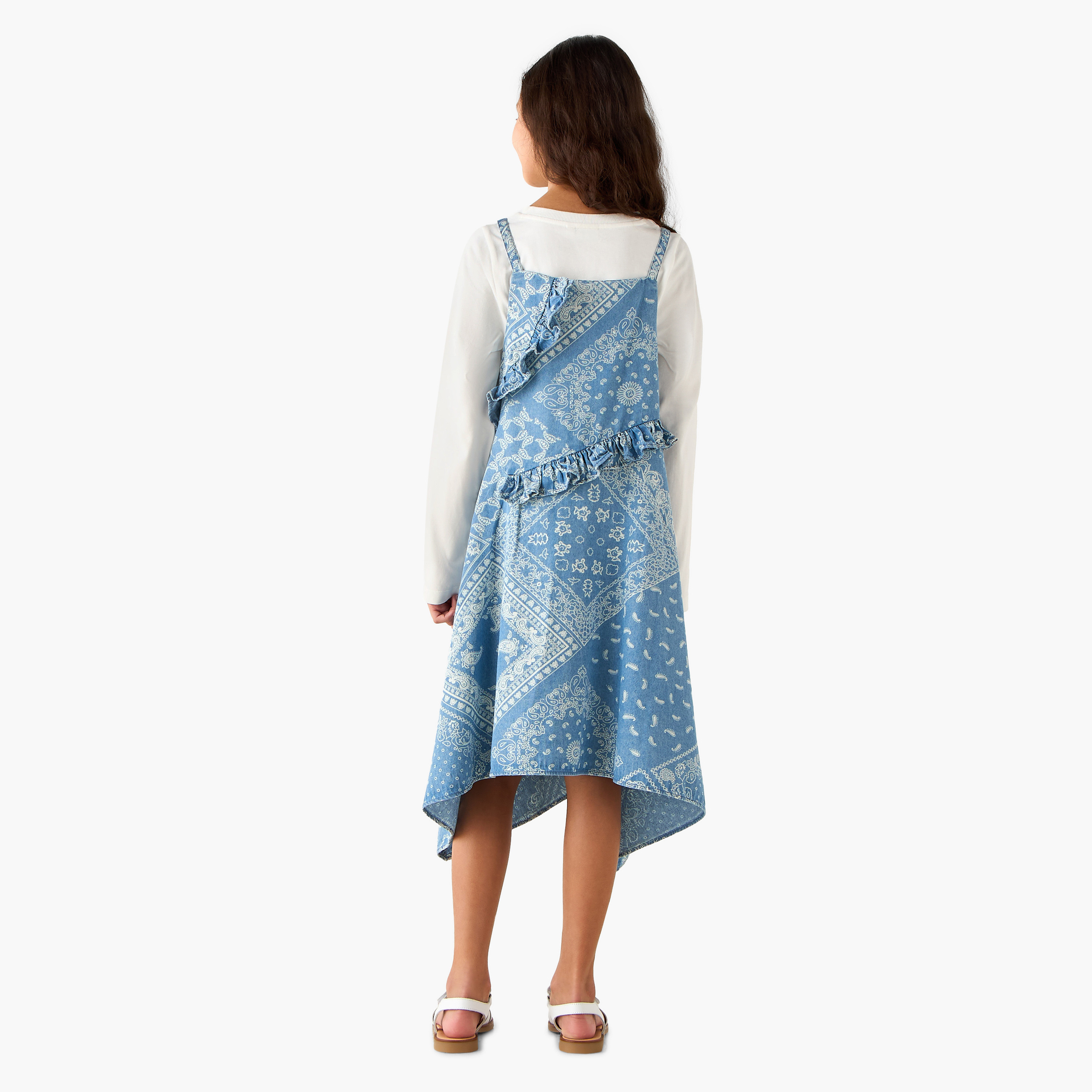 Lee Cooper Round Neck Long Sleeves A-Line Dress with Top-girls-clothing-dressesandjumpsuits-image-3