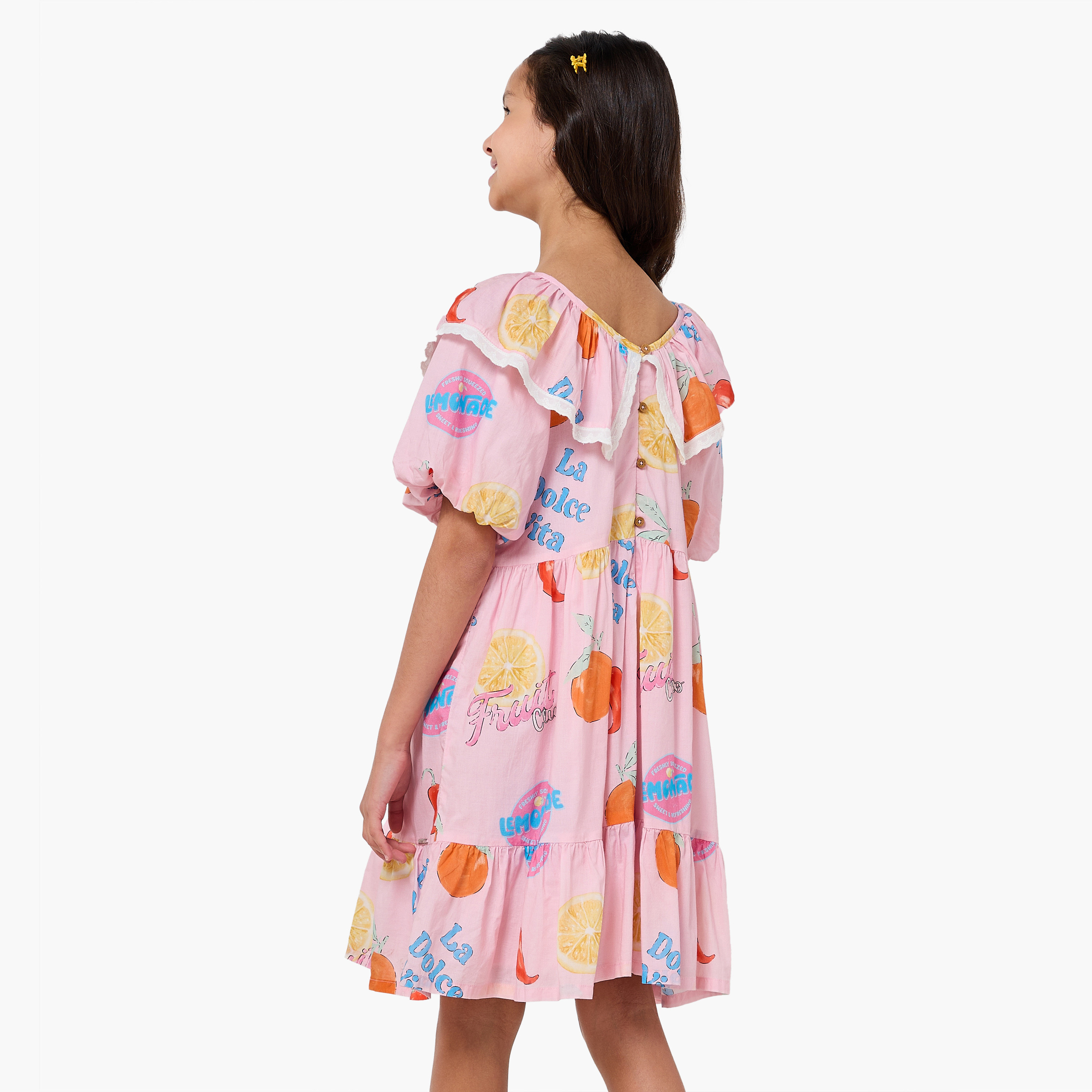 Lee Cooper Ruffle Collar Short Sleeves Knee Length A-line Dress with Print-girls-clothing-dressesandjumpsuits-image-3