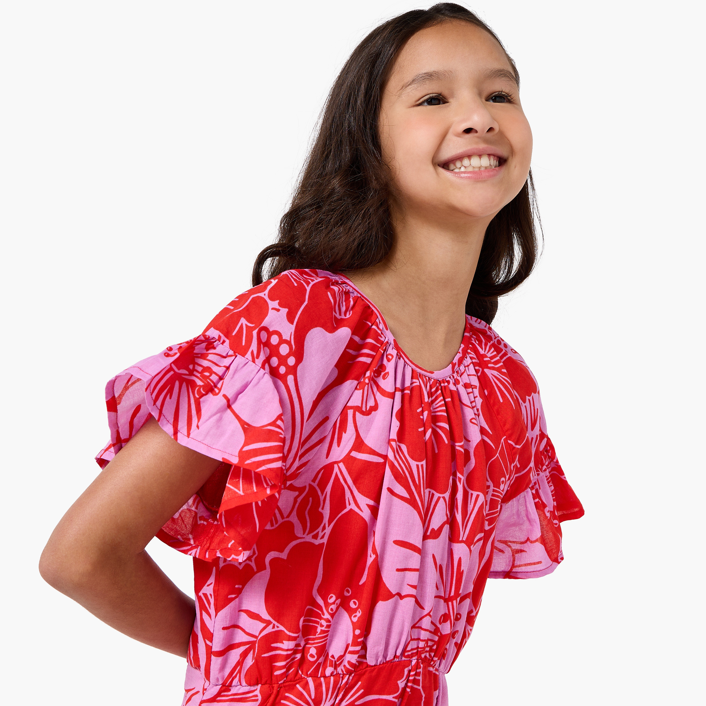Lee Cooper Round Neck Short Sleeve A-line Dress with Floral Print-girls-clothing-dressesandjumpsuits-image-4