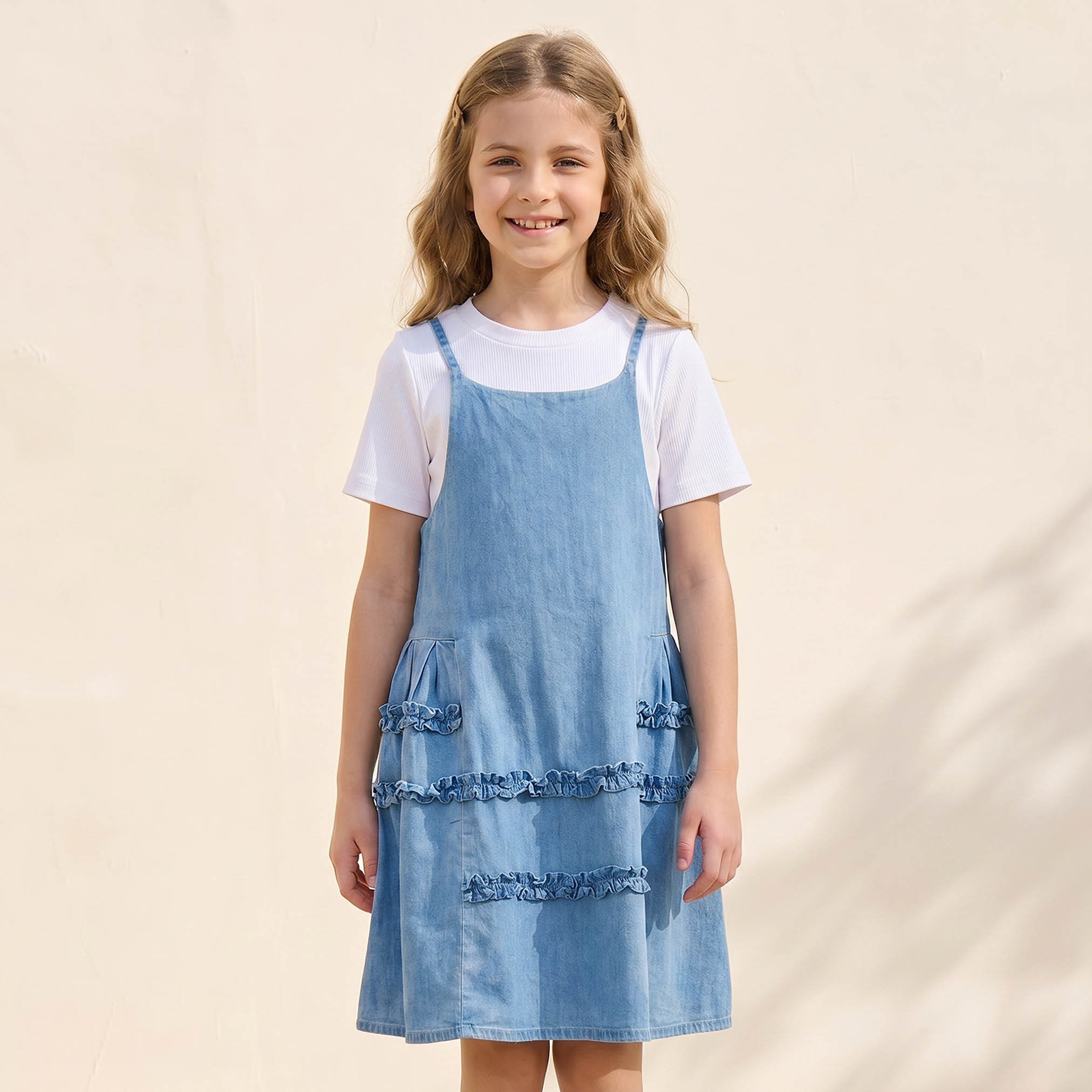 Lee Cooper Crew Neck Short Sleeves T-shirt with Pinafore-girls-clothing-dressesandjumpsuits-image-1