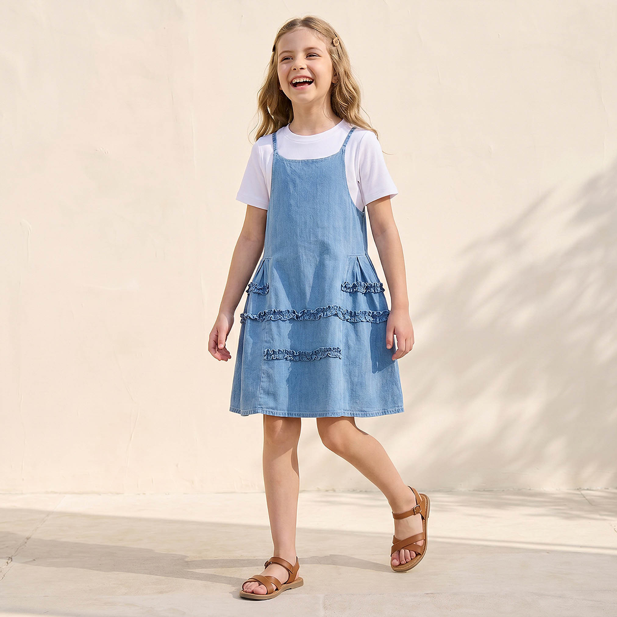 Lee Cooper Crew Neck Short Sleeves T-shirt with Pinafore-girls-clothing-dressesandjumpsuits-image-5