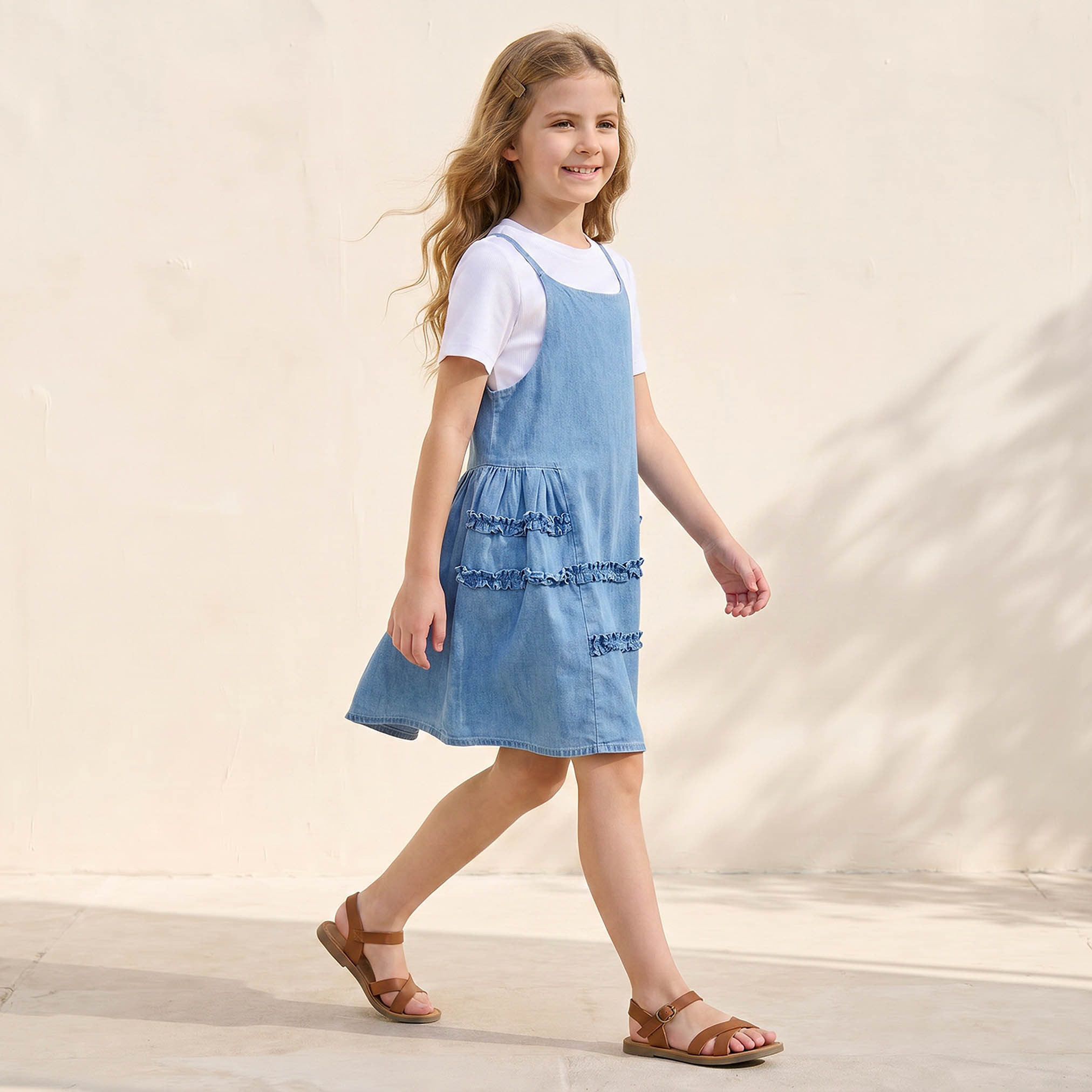 Lee Cooper Crew Neck Short Sleeves T-shirt with Pinafore-girls-clothing-dressesandjumpsuits-image-6