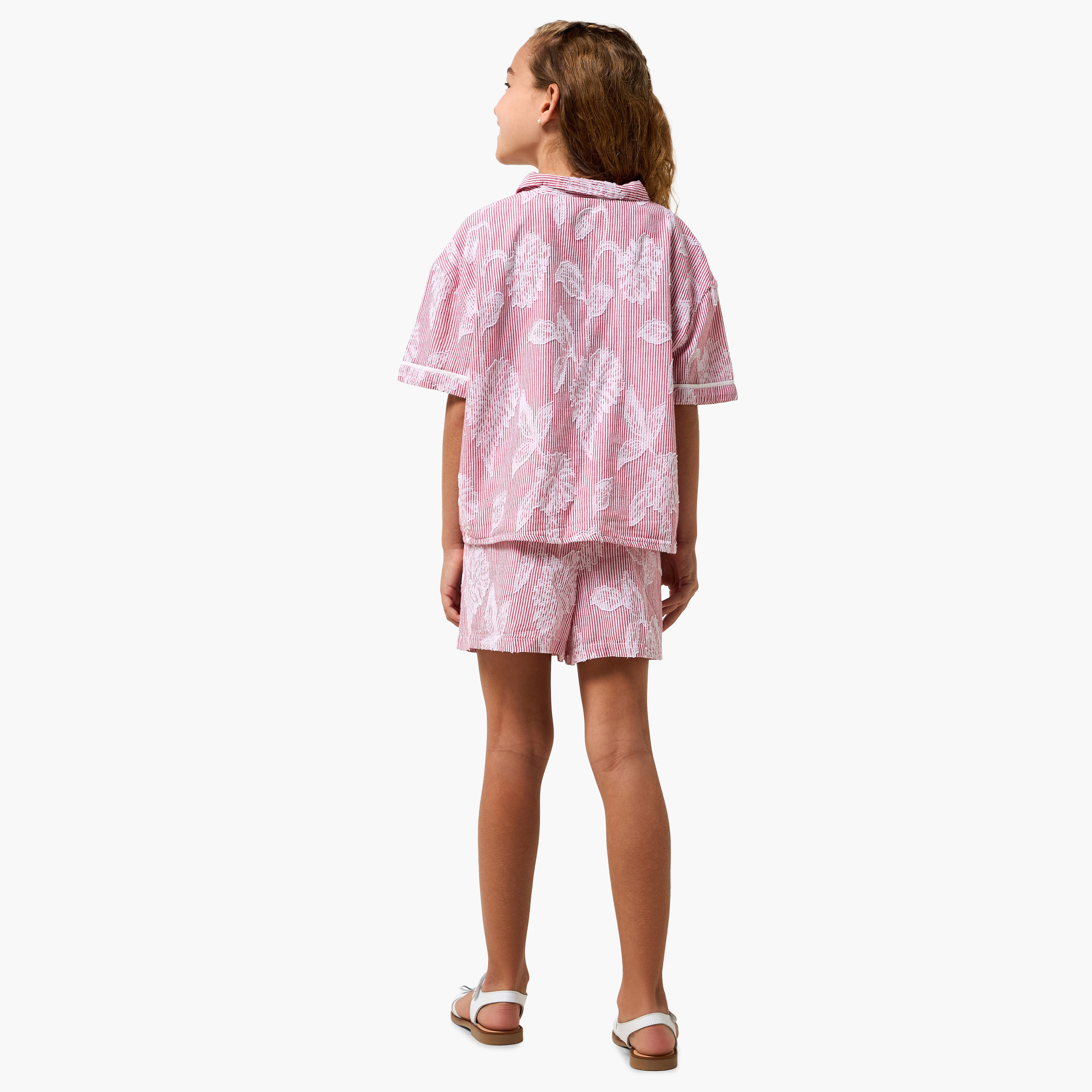 Lee Cooper Collared Short Sleeves Shirt and Shorts Set with Stripes-girls-clothing-setsandcoords-image-4