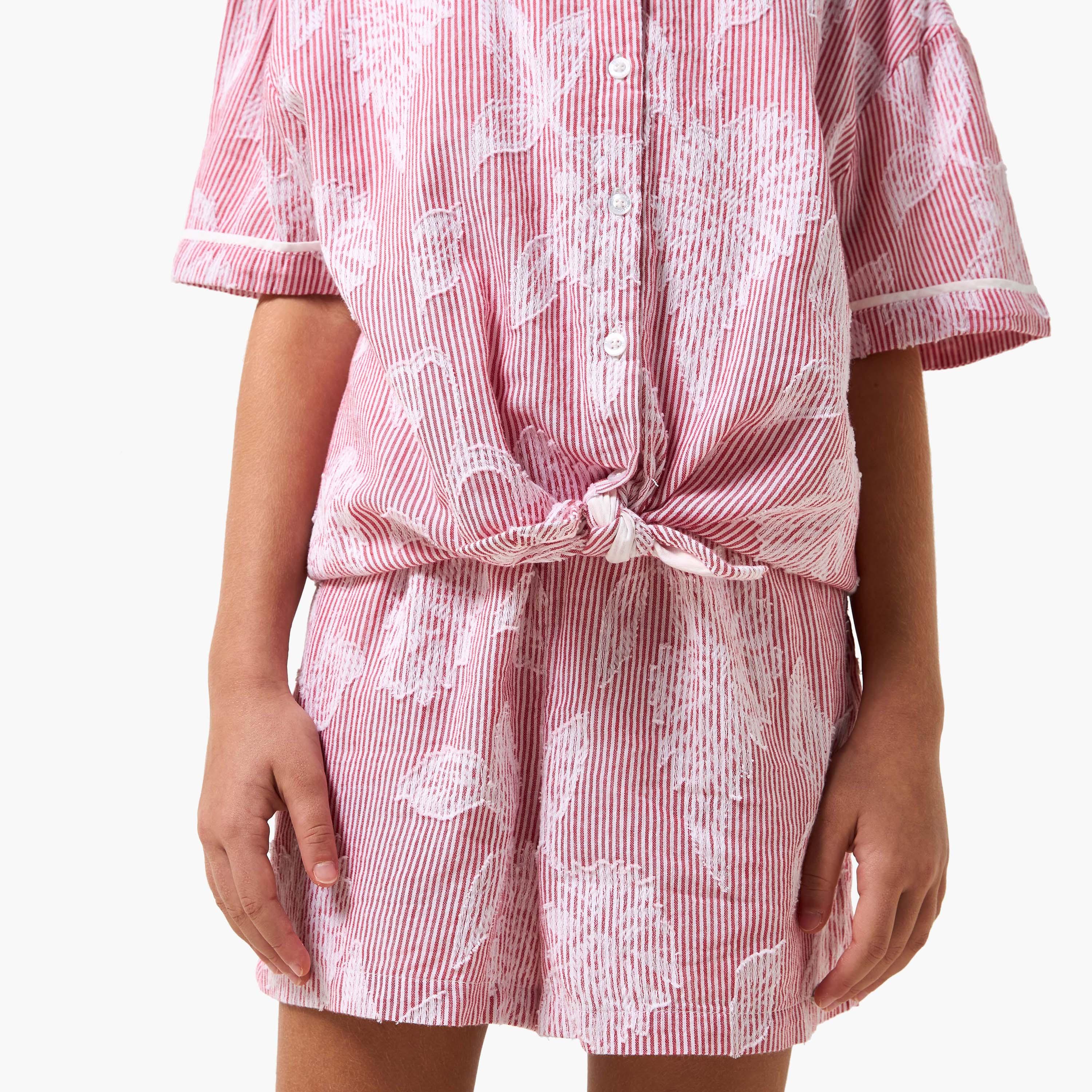 Lee Cooper Collared Short Sleeves Shirt and Shorts Set with Stripes-girls-clothing-setsandcoords-image-5
