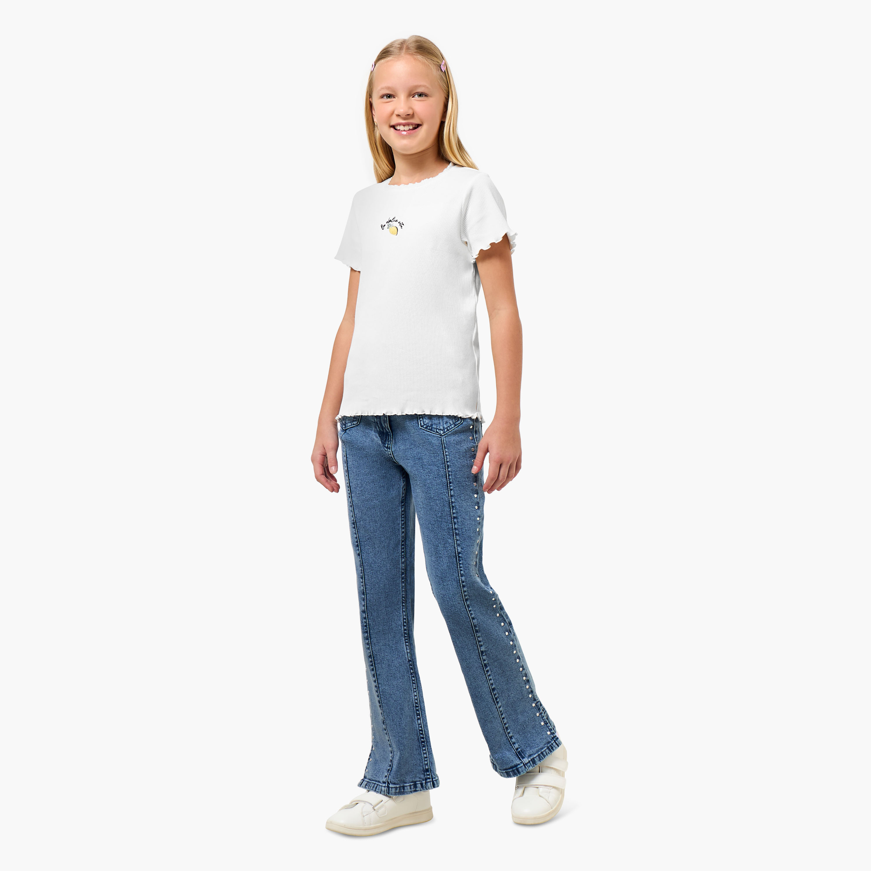 Lee Cooper Jeans with Pockets, Buttoned Waist-girls-clothing-bottoms-jeansandjeggings-image-2