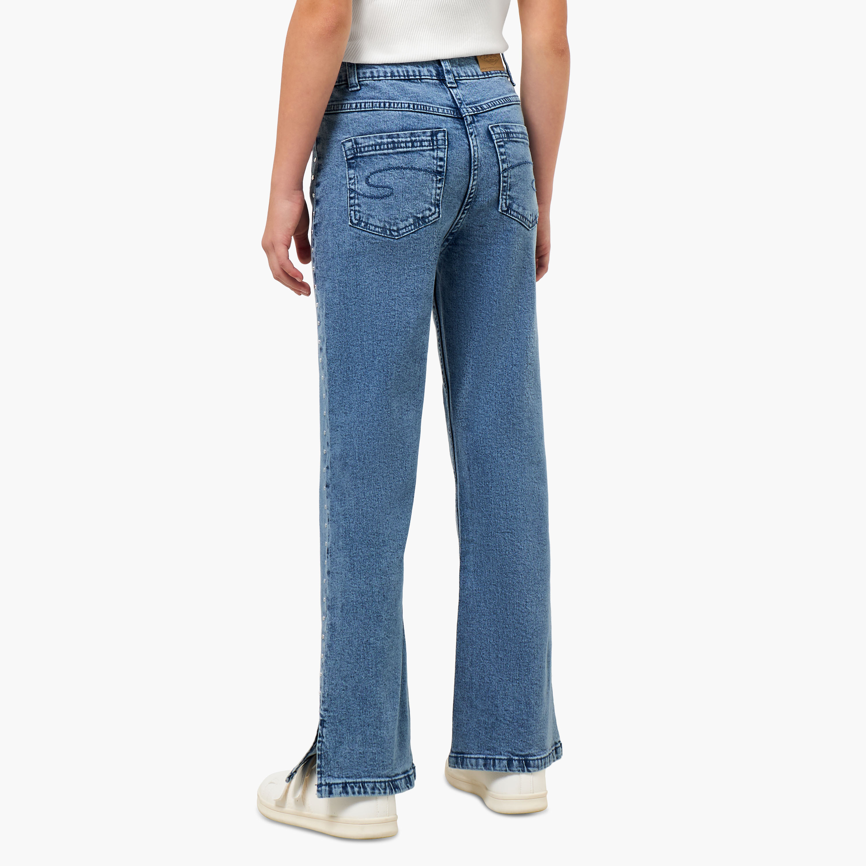 Lee Cooper Jeans with Pockets, Buttoned Waist-girls-clothing-bottoms-jeansandjeggings-image-3