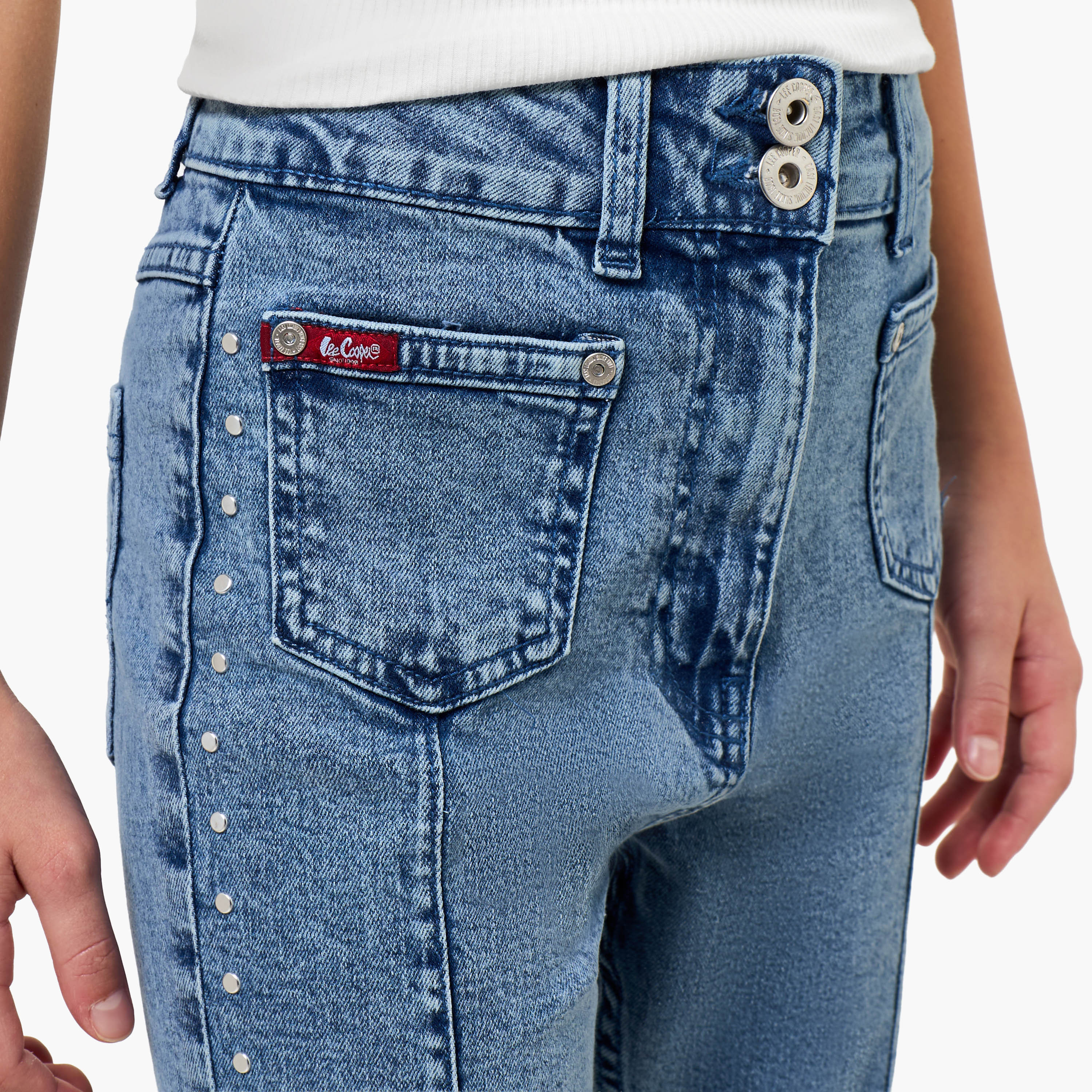 Lee Cooper Jeans with Pockets, Buttoned Waist-girls-clothing-bottoms-jeansandjeggings-image-4