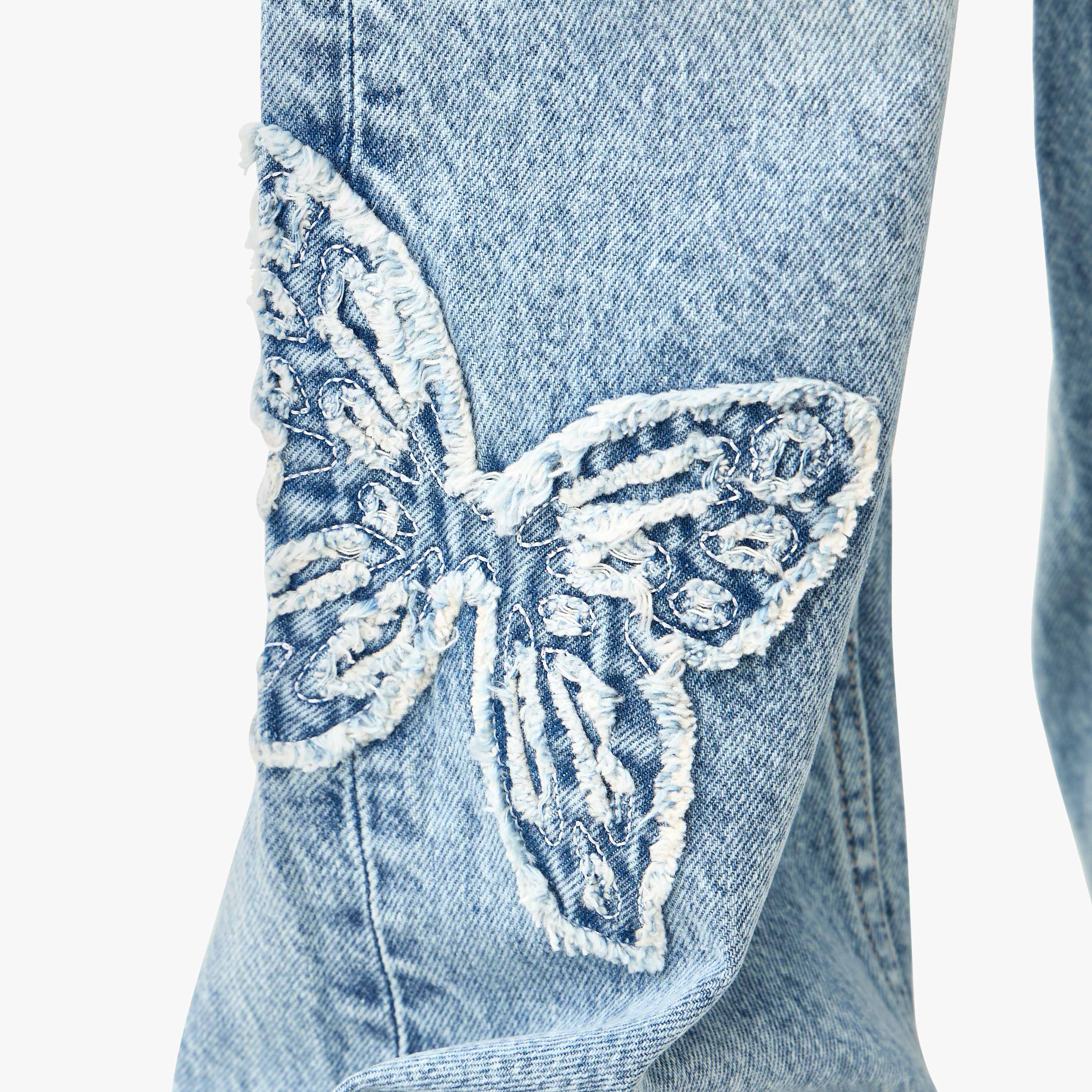 Lee Cooper Mid-Rise Jeans with Butterfly Embroidery-girls-clothing-bottoms-jeansandjeggings-image-5