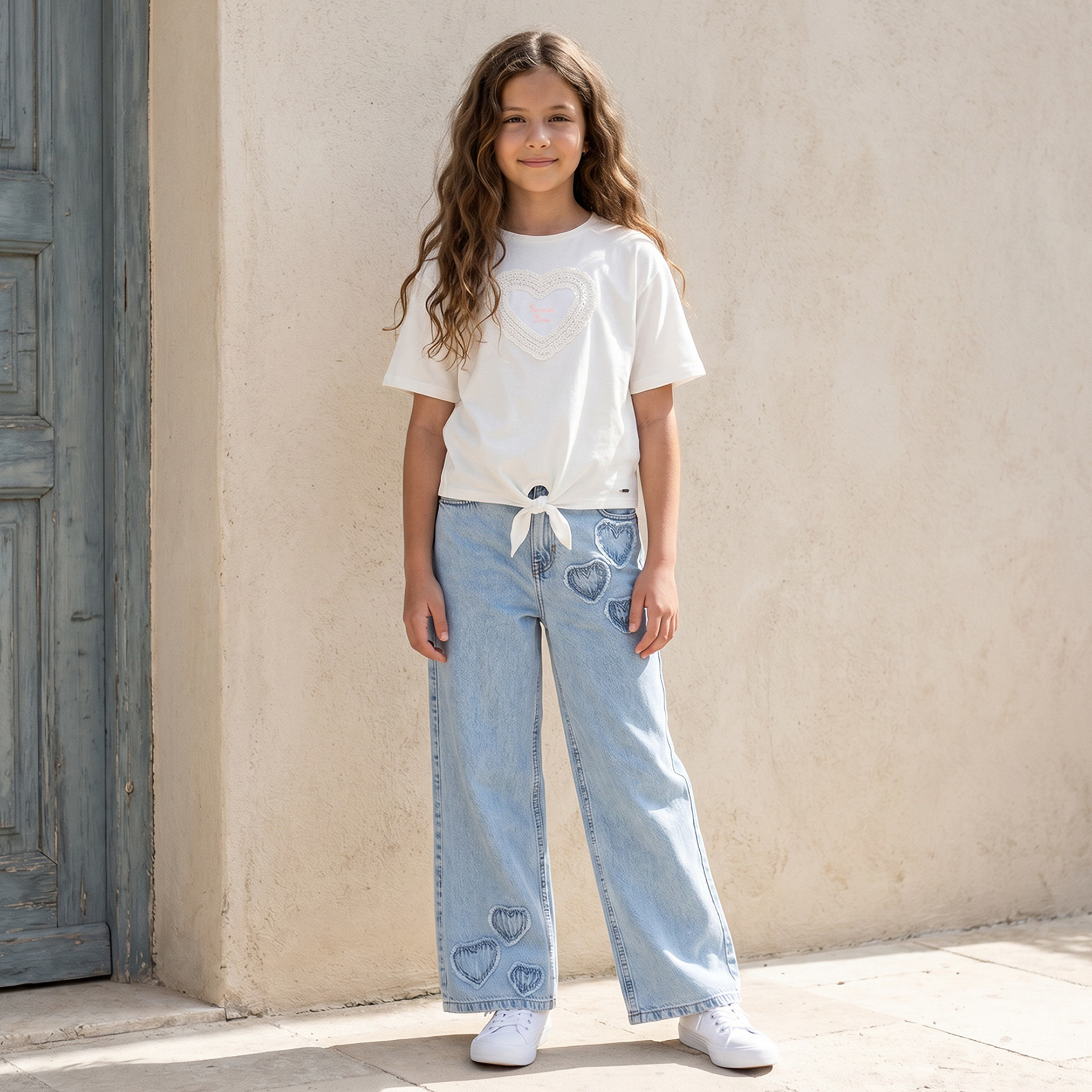 Lee Cooper Mid Rise Bootcut Fit Jeans with Heart Detail-girls-clothing-bottoms-jeansandjeggings-image-2