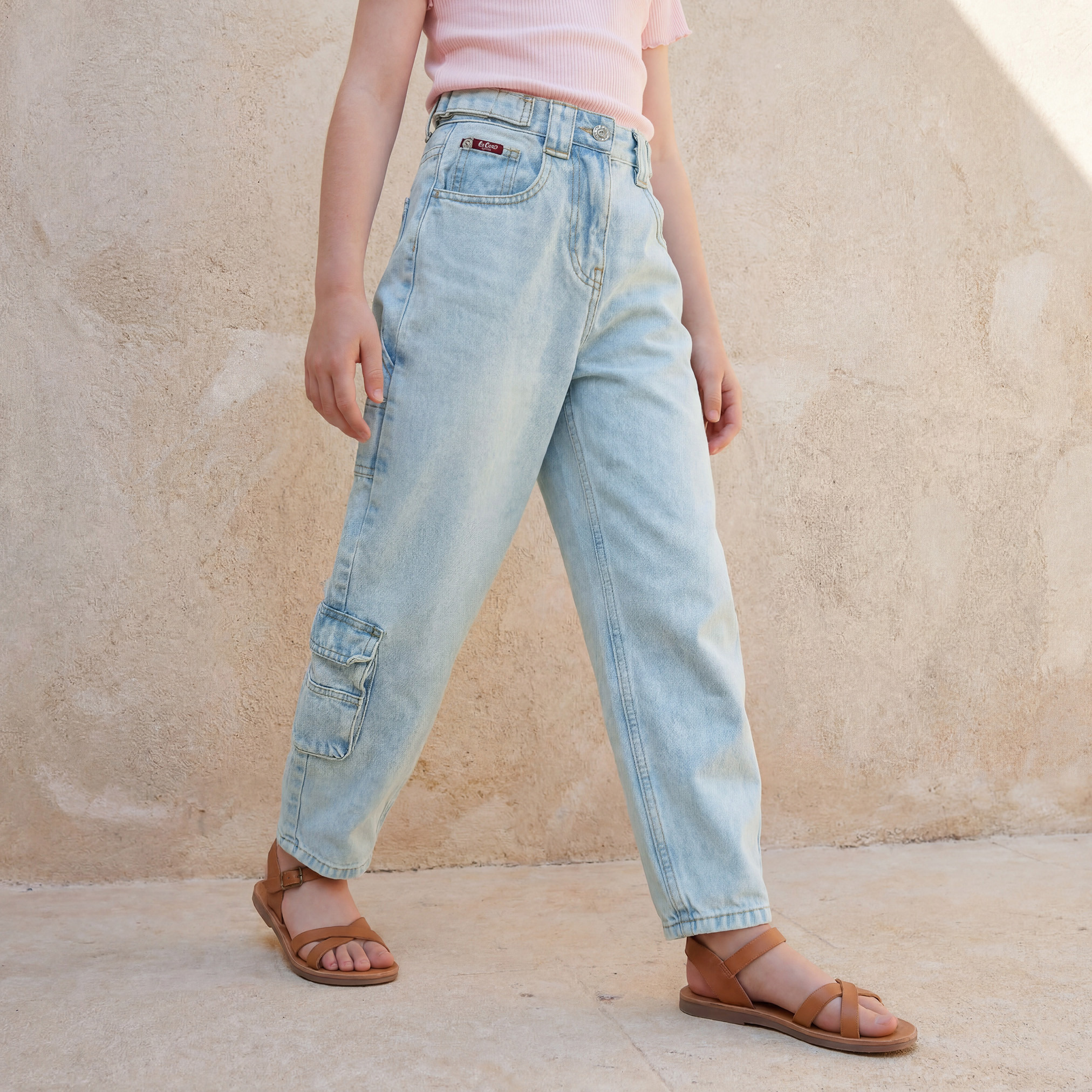 Lee Cooper Balloon Fit Jeans with Pockets-girls-clothing-bottoms-jeansandjeggings-image-1