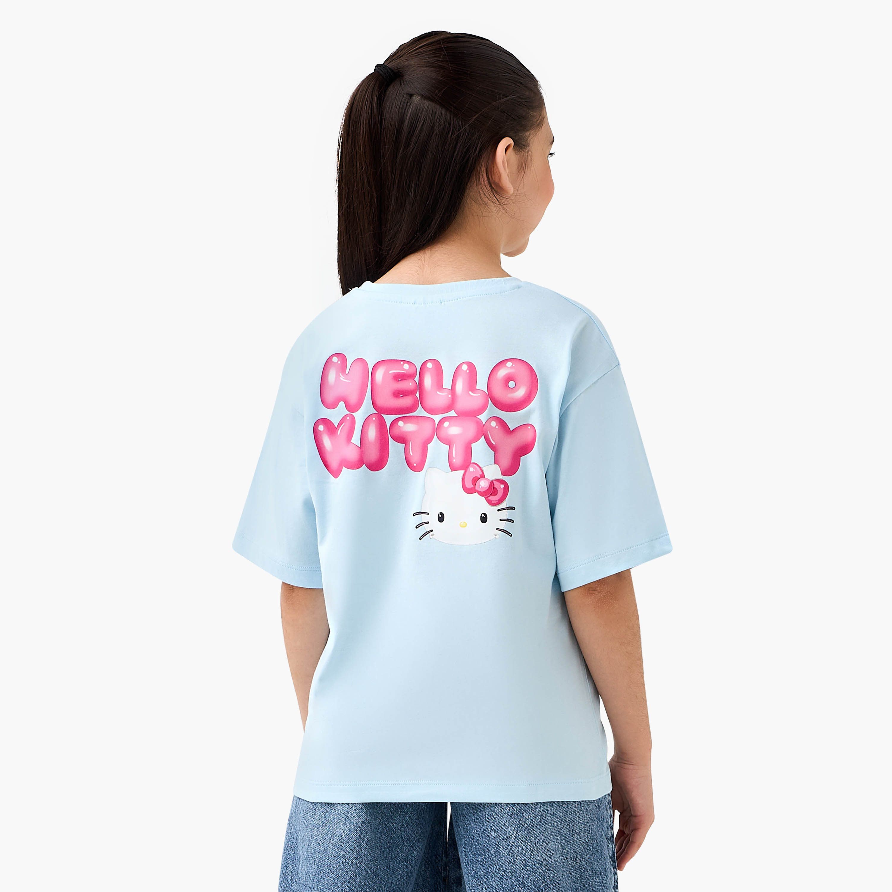 Sanrio Crew Neck Short Sleeves T-shirt with Hello Kitty Print-girls-clothing-tshirts-image-3