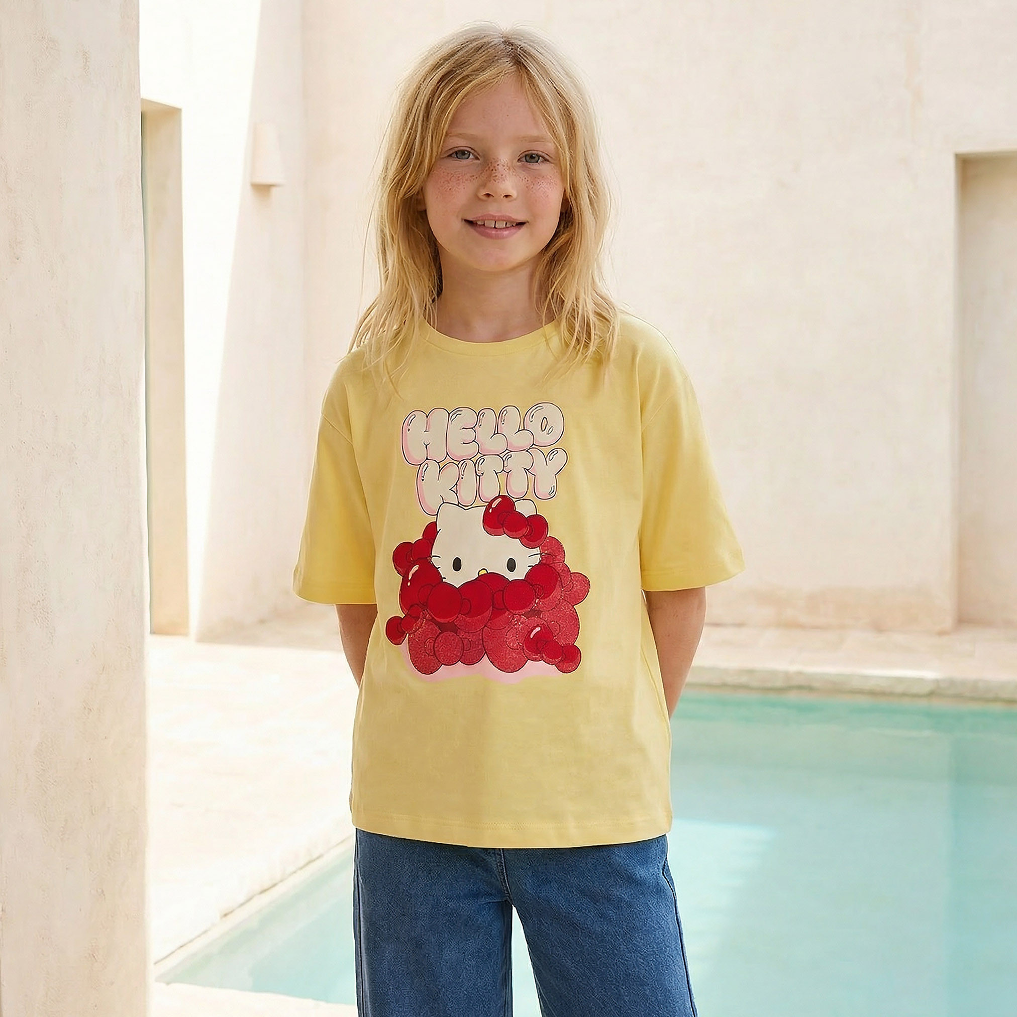 Sanrio Crew Neck Short Sleeves T-shirt with Hello Kitty Print-girls-clothing-tshirts-image-1