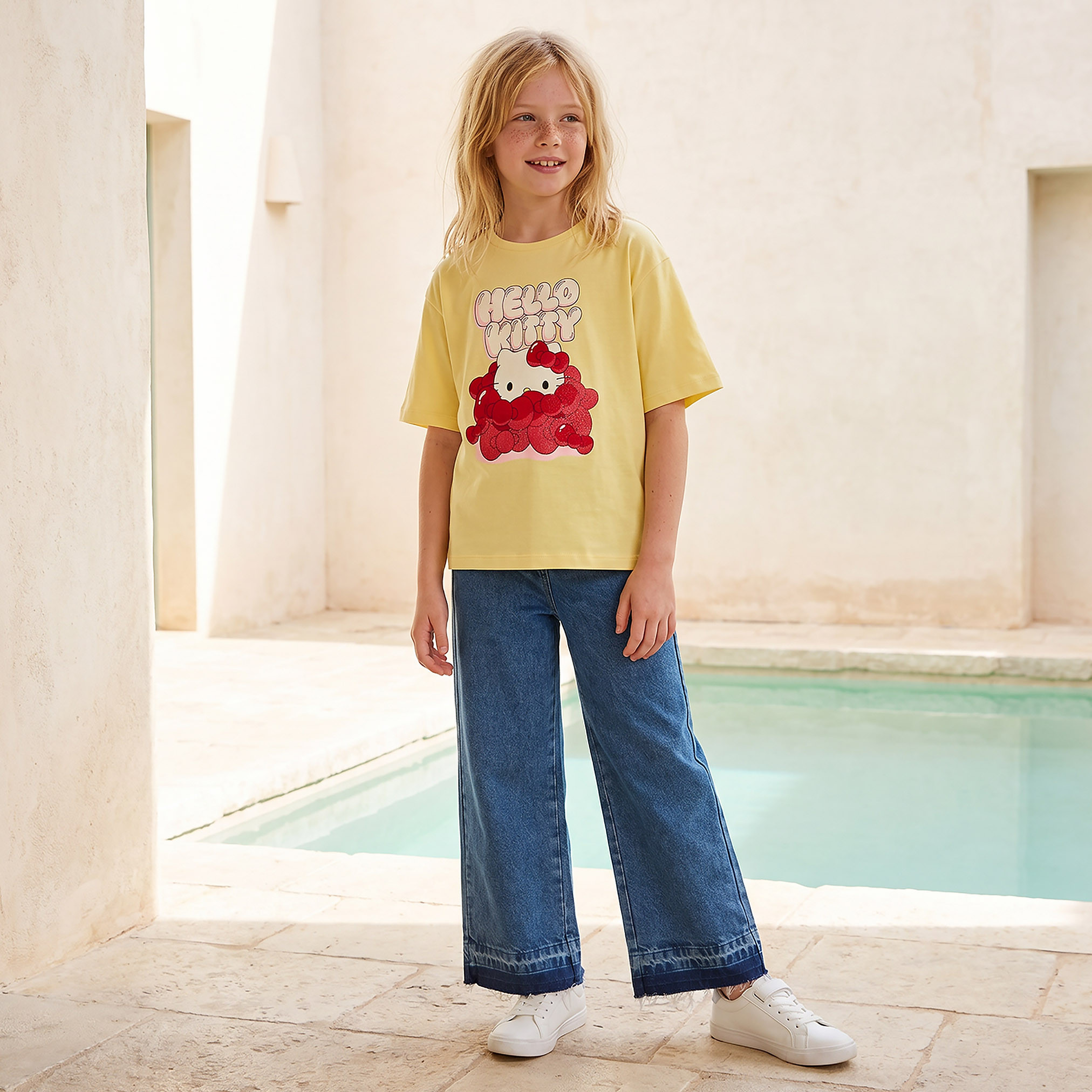 Sanrio Crew Neck Short Sleeves T-shirt with Hello Kitty Print-girls-clothing-tshirts-image-2