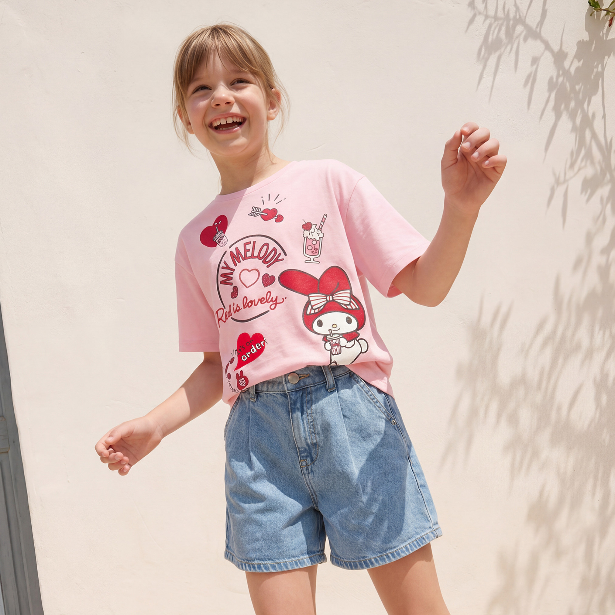 Sanrio Round Neck Short Sleeve T-shirt with My Melody Print-girls-clothing-tshirts-image-2