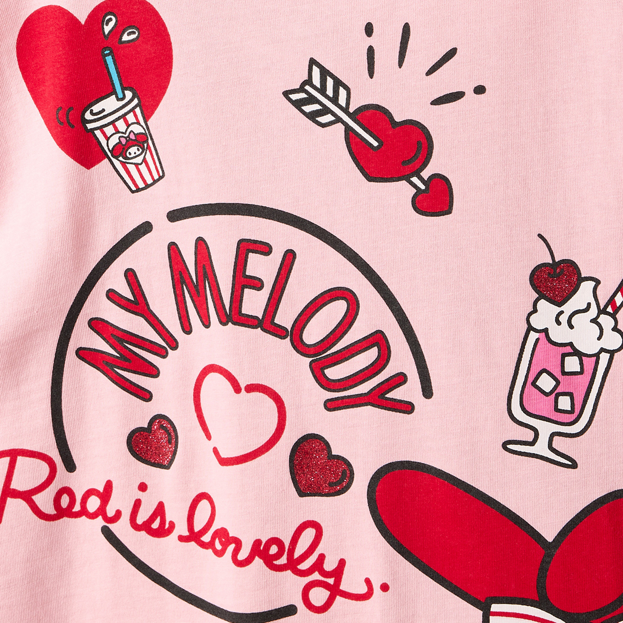 Sanrio Round Neck Short Sleeve T-shirt with My Melody Print-girls-clothing-tshirts-image-4