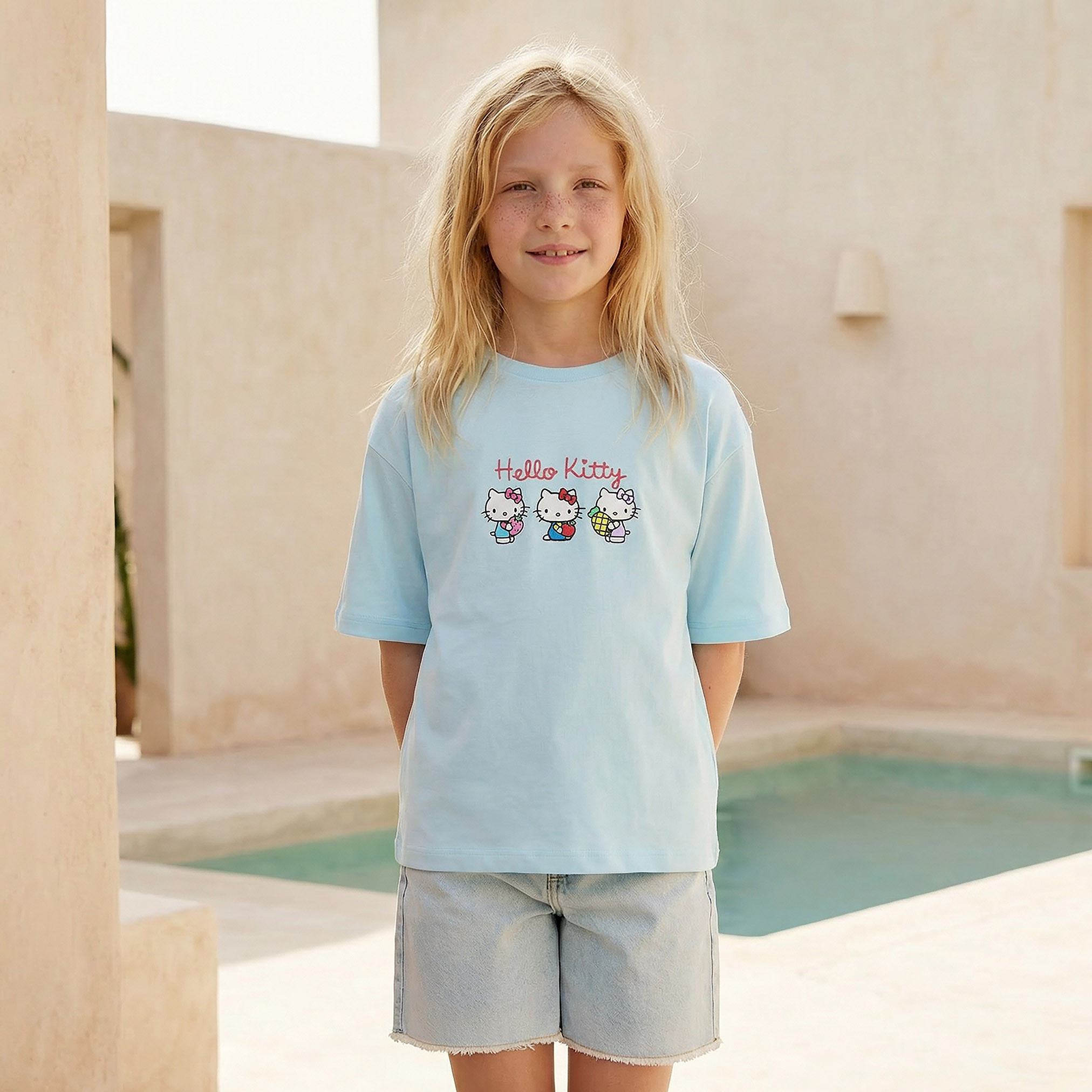 Sanrio Crew Neck Short Sleeves T-shirt with Hello Kitty Print-girls-clothing-tshirts-image-1