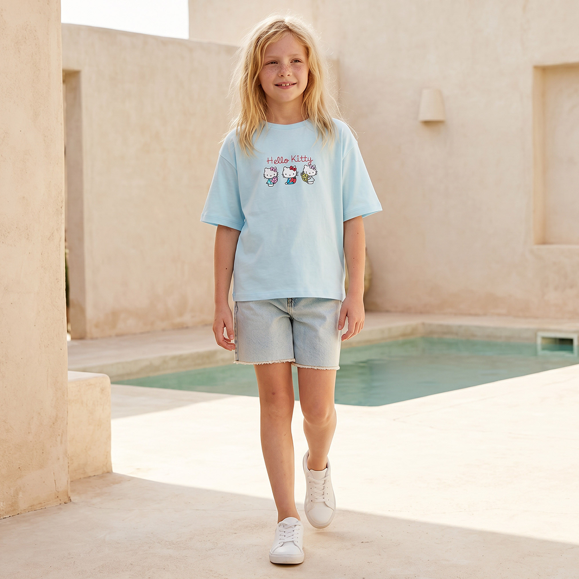 Sanrio Crew Neck Short Sleeves T-shirt with Hello Kitty Print-girls-clothing-tshirts-image-2