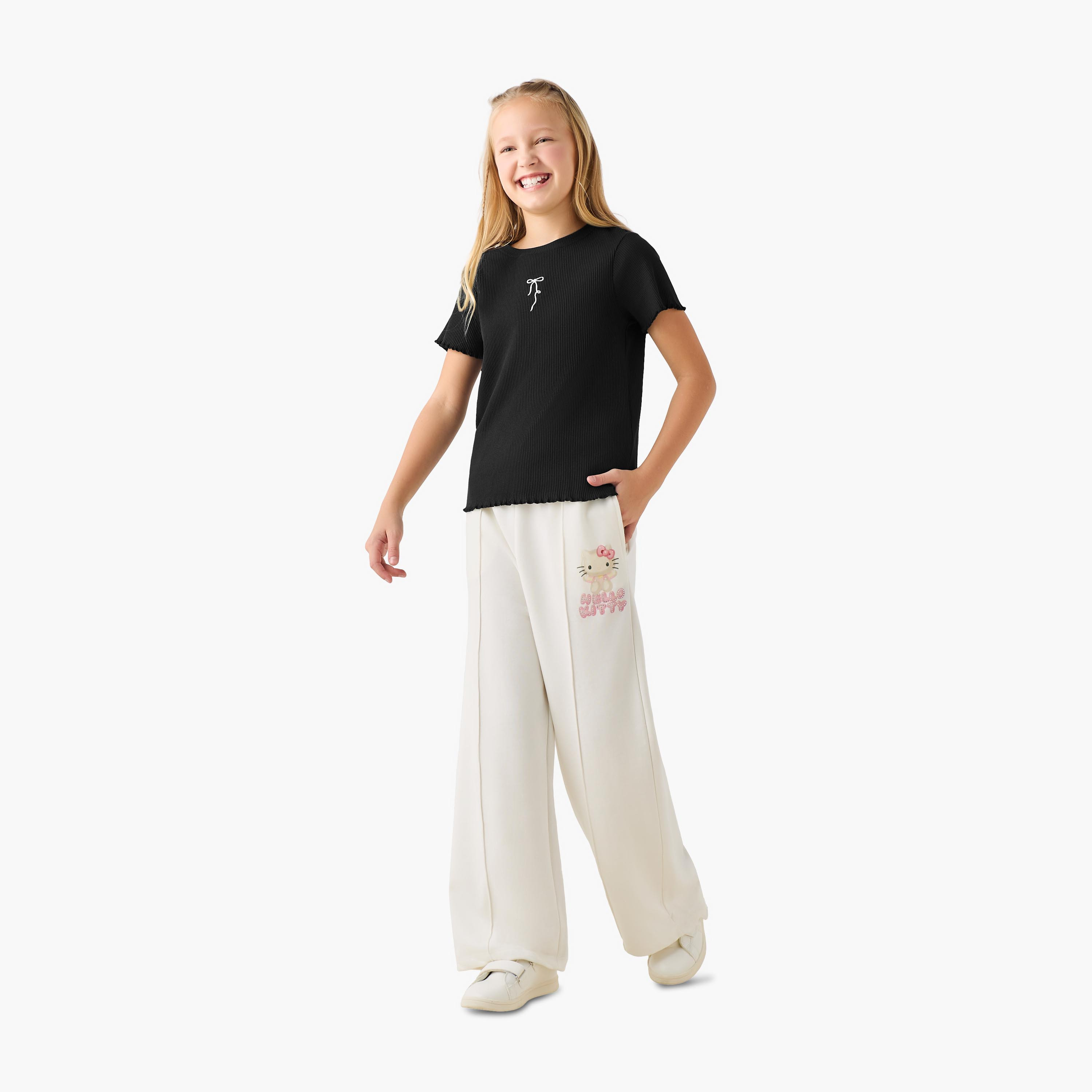 Sanrio Elasticated Drawstring Waist Track Pants with Hello Kitty Print-girls-clothing-bottoms-joggersandtrackpants-image-2