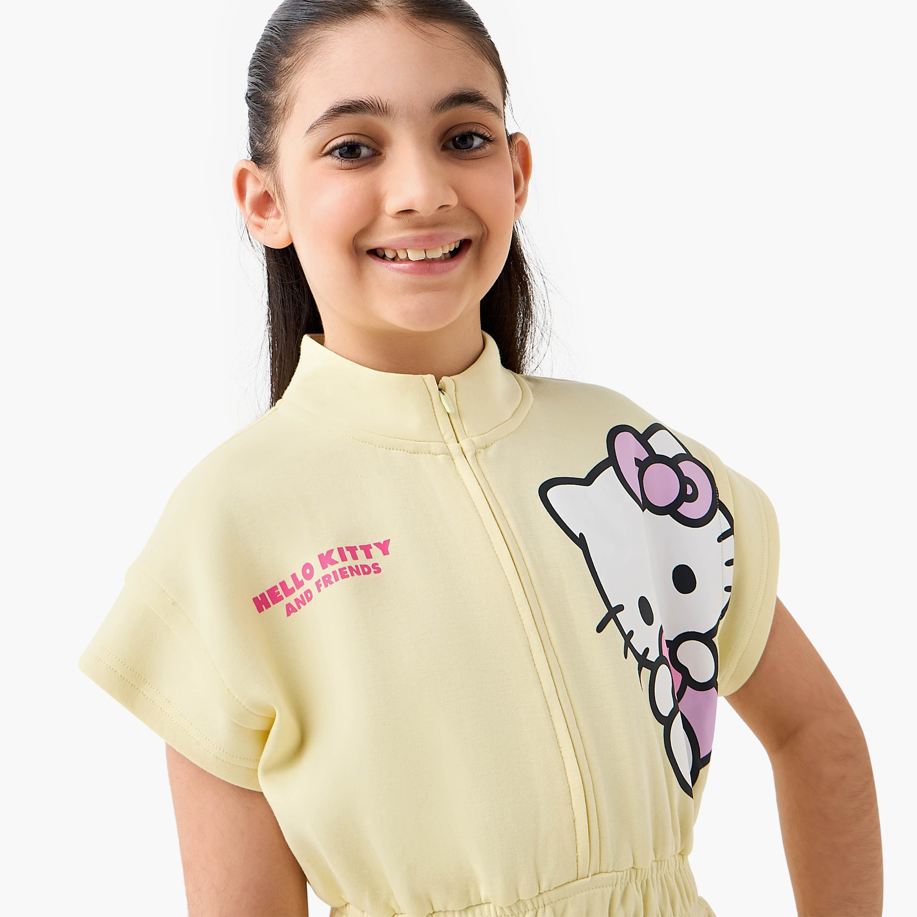 Sanrio High Neck Extended Sleeves Knee Length Dress with Hello Kitty and Friends Print-girls-clothing-dressesandjumpsuits-image-4