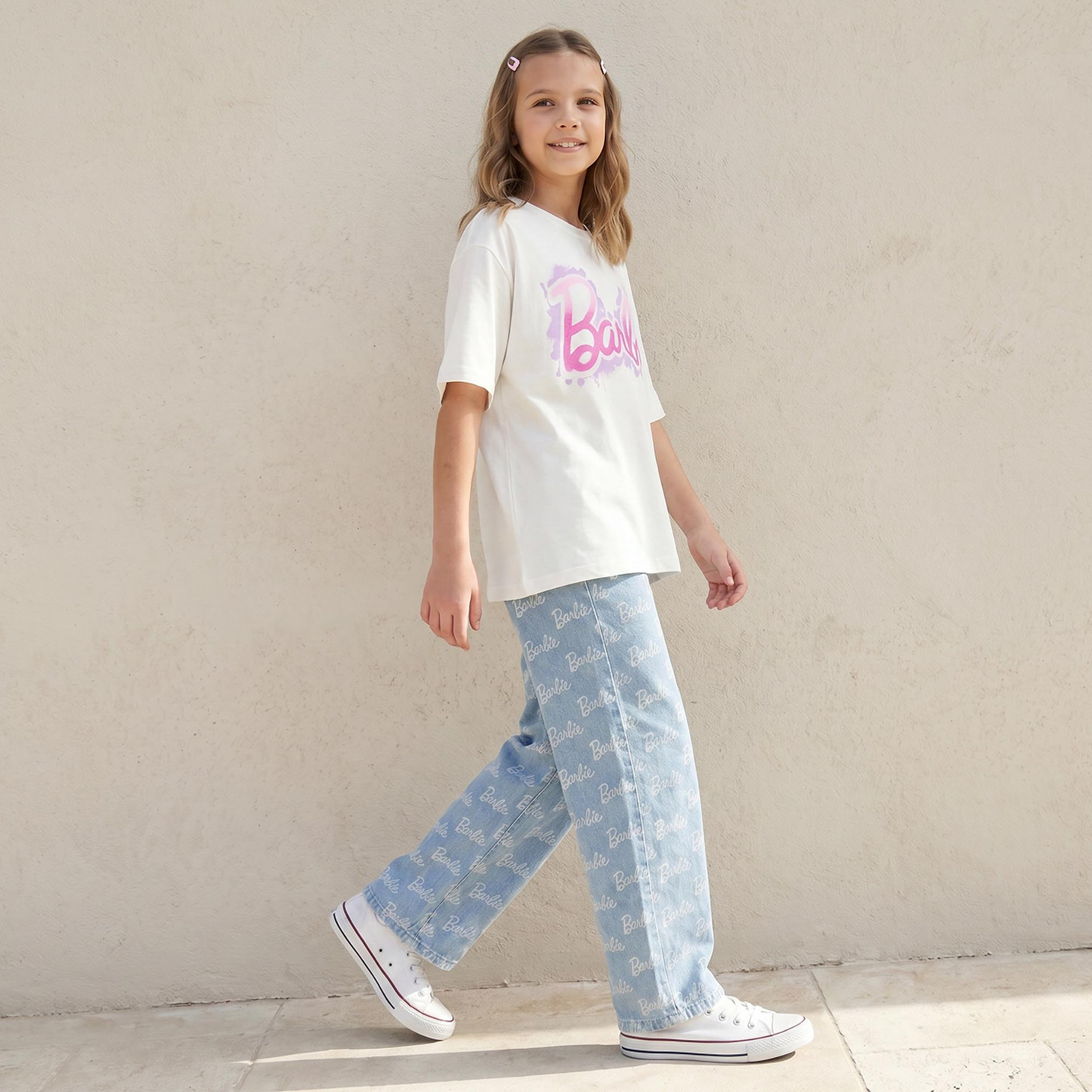 تيشيرت برقبة ضيقة وأكمام قصيرة وطبعات باربي-girls-clothing-tshirts-image-5