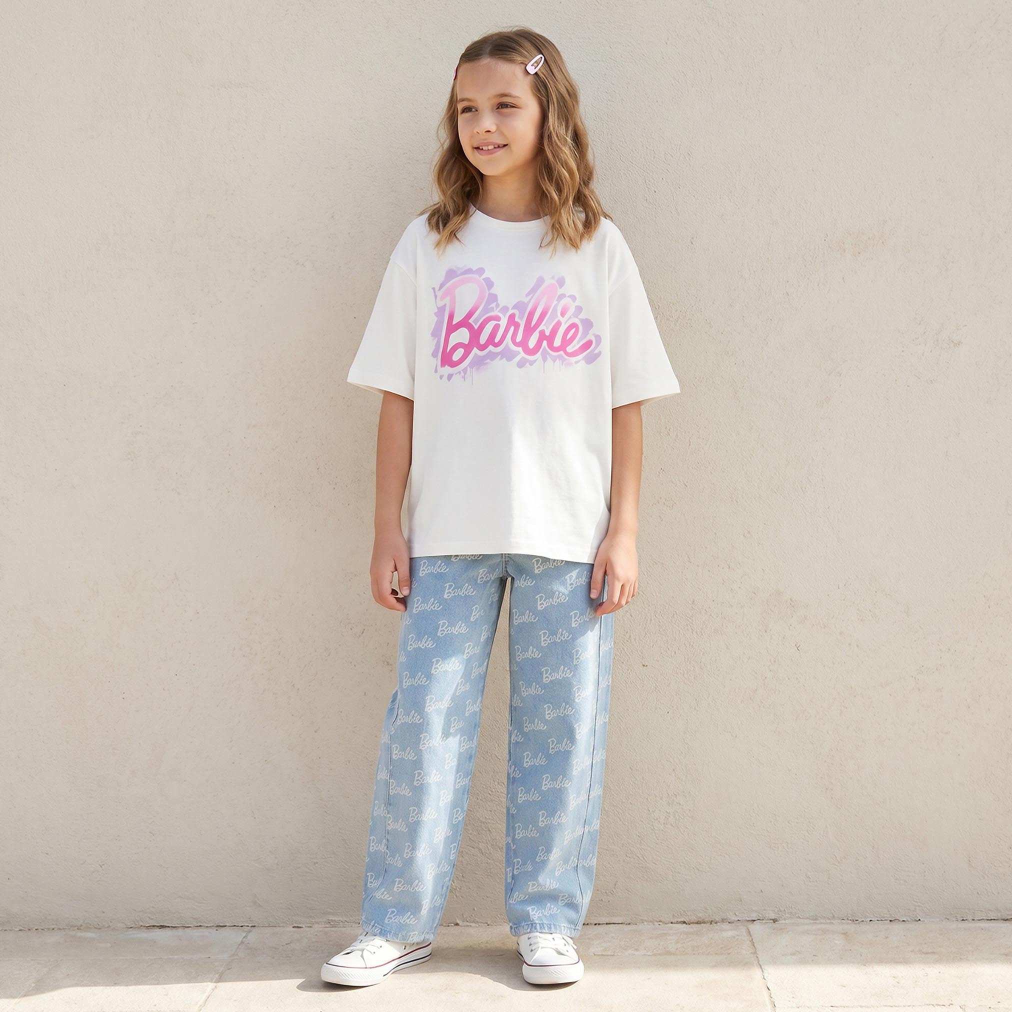 تيشيرت برقبة ضيقة وأكمام قصيرة وطبعات باربي-girls-clothing-tshirts-image-6