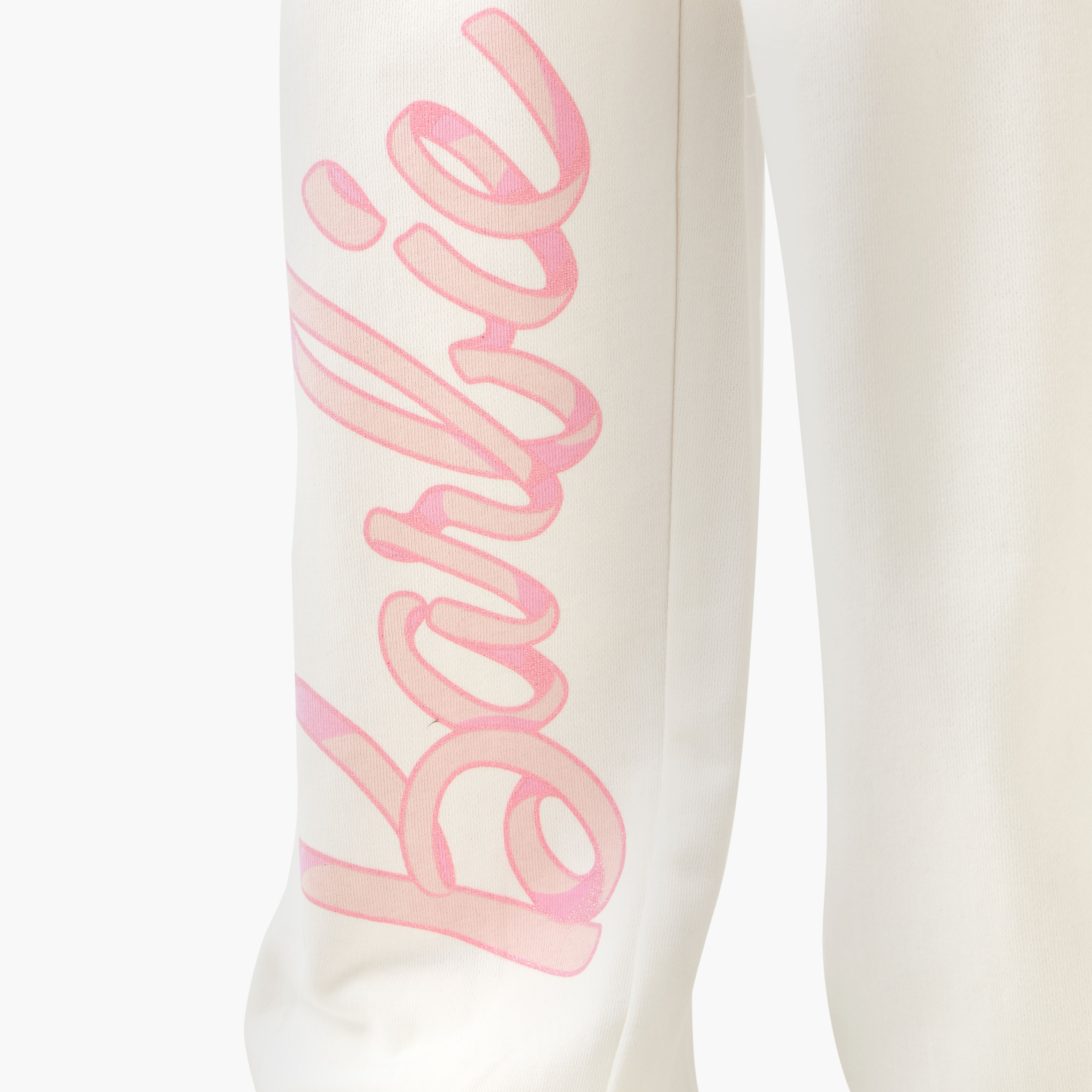 Elasticated Drawstring Waist Joggers with Barbie Print-girls-clothing-bottoms-joggersandtrackpants-image-5