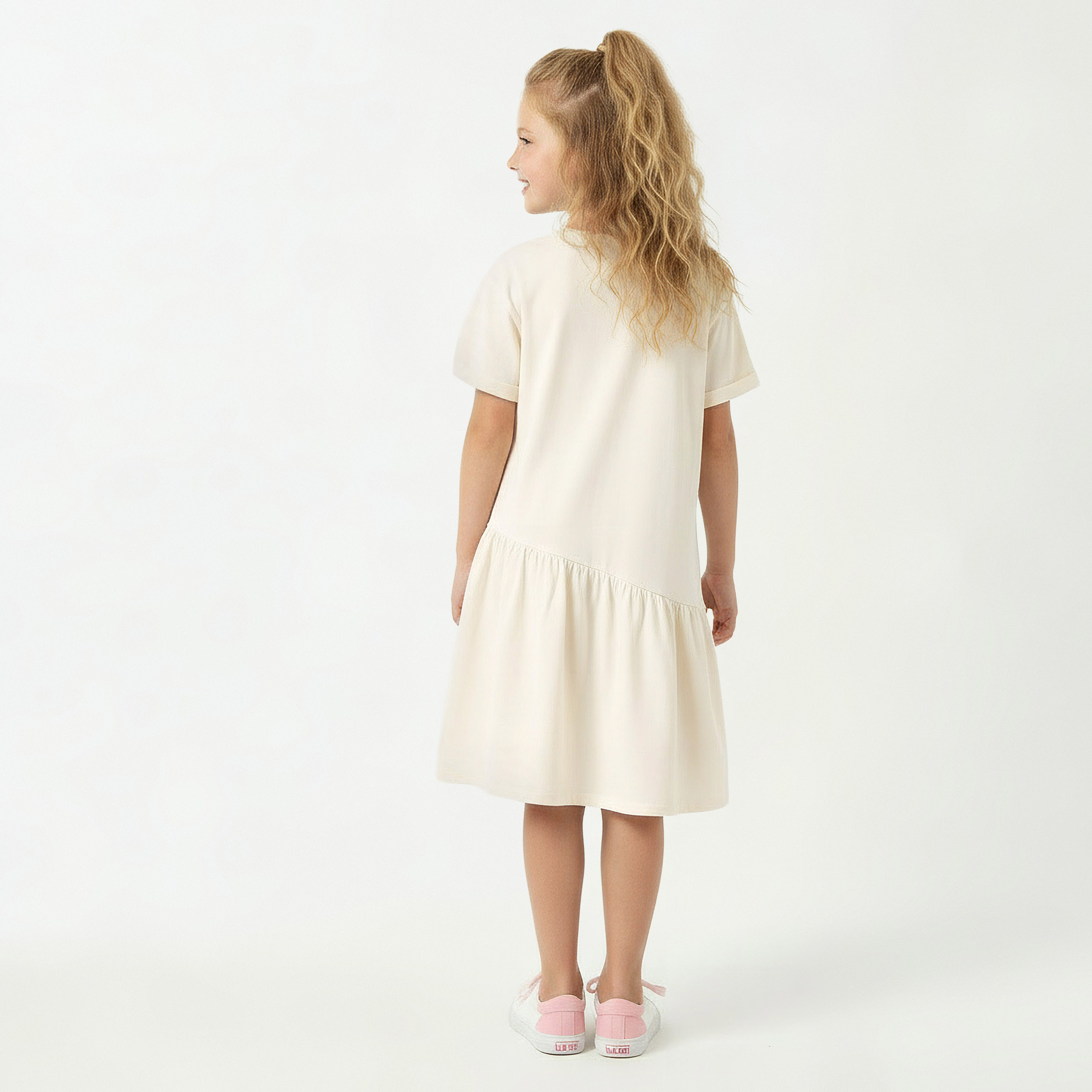 Round Neck Short Sleeve Dress with Barbie Print-girls-clothing-dressesandjumpsuits-image-3