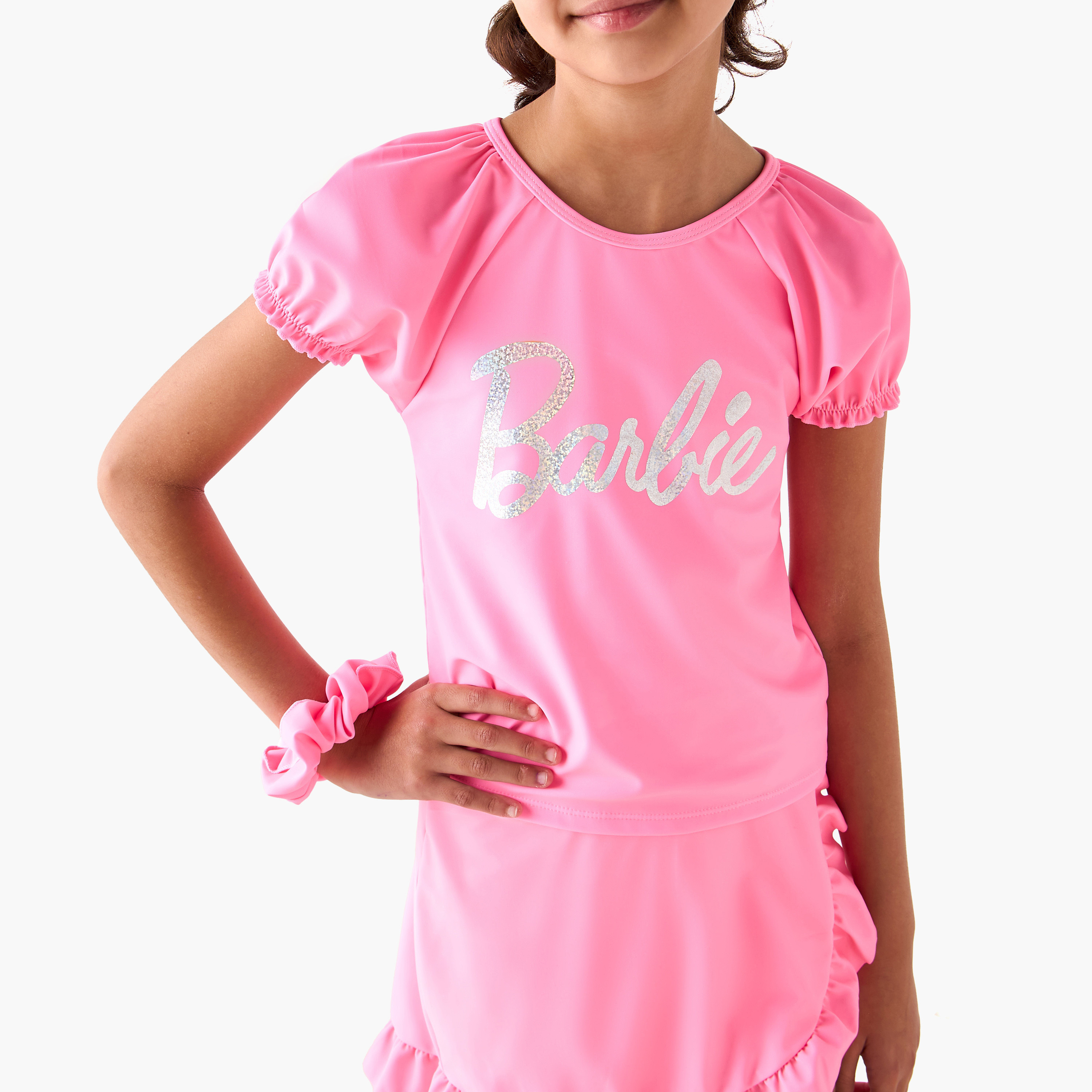 Girls Barbie Print Swim Top and Skirt Set-sports-gear-swimming-girl-image-5
