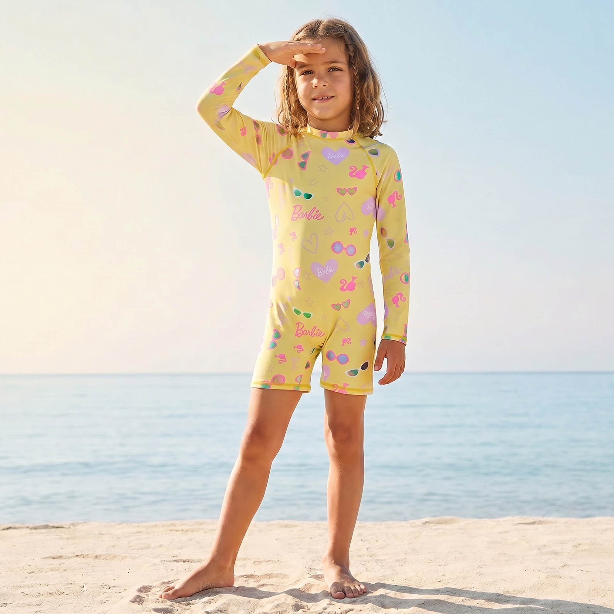 Girls Barbie Print Swimsuit-girls-clothing-sportswear-swimwear-image-1