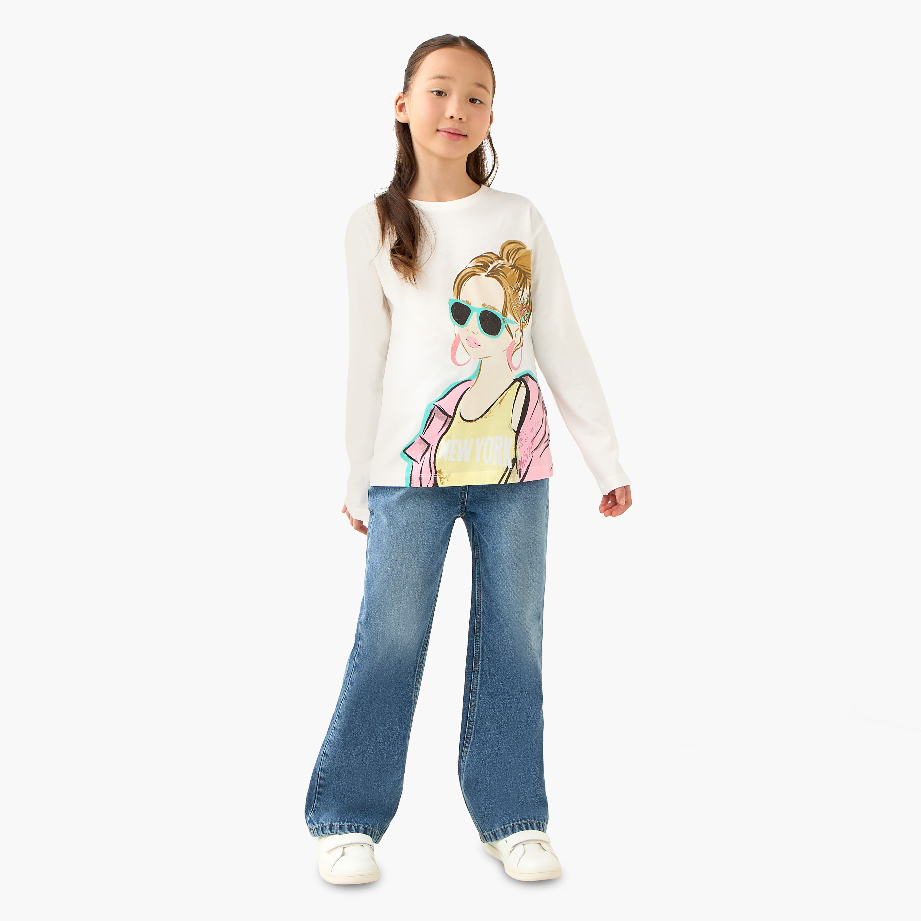 Disney Crew Neck Long Sleeves T-shirt with Graphic Print-girls-clothing-tshirts-image-2