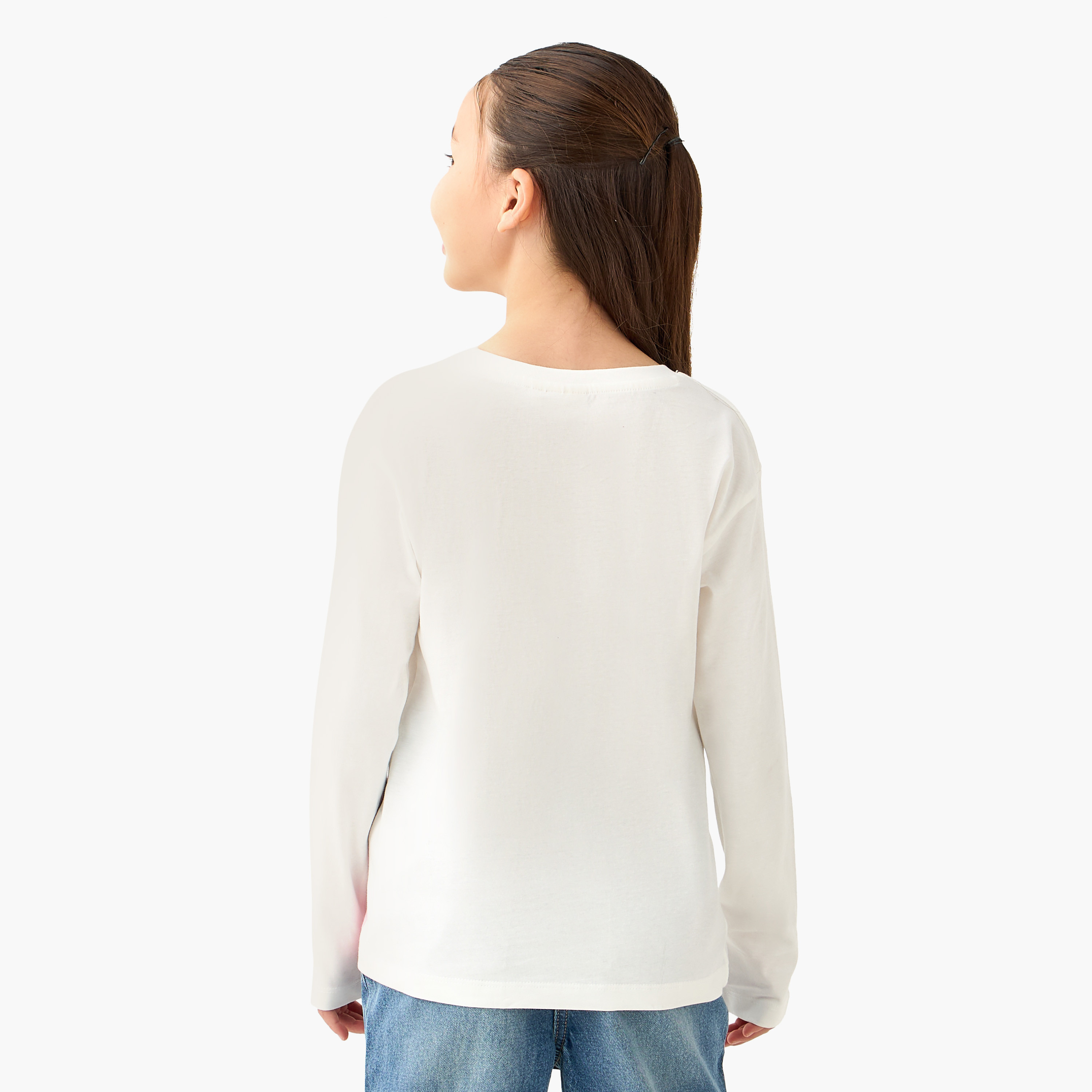 Disney Crew Neck Long Sleeves T-shirt with Graphic Print-girls-clothing-tshirts-image-3