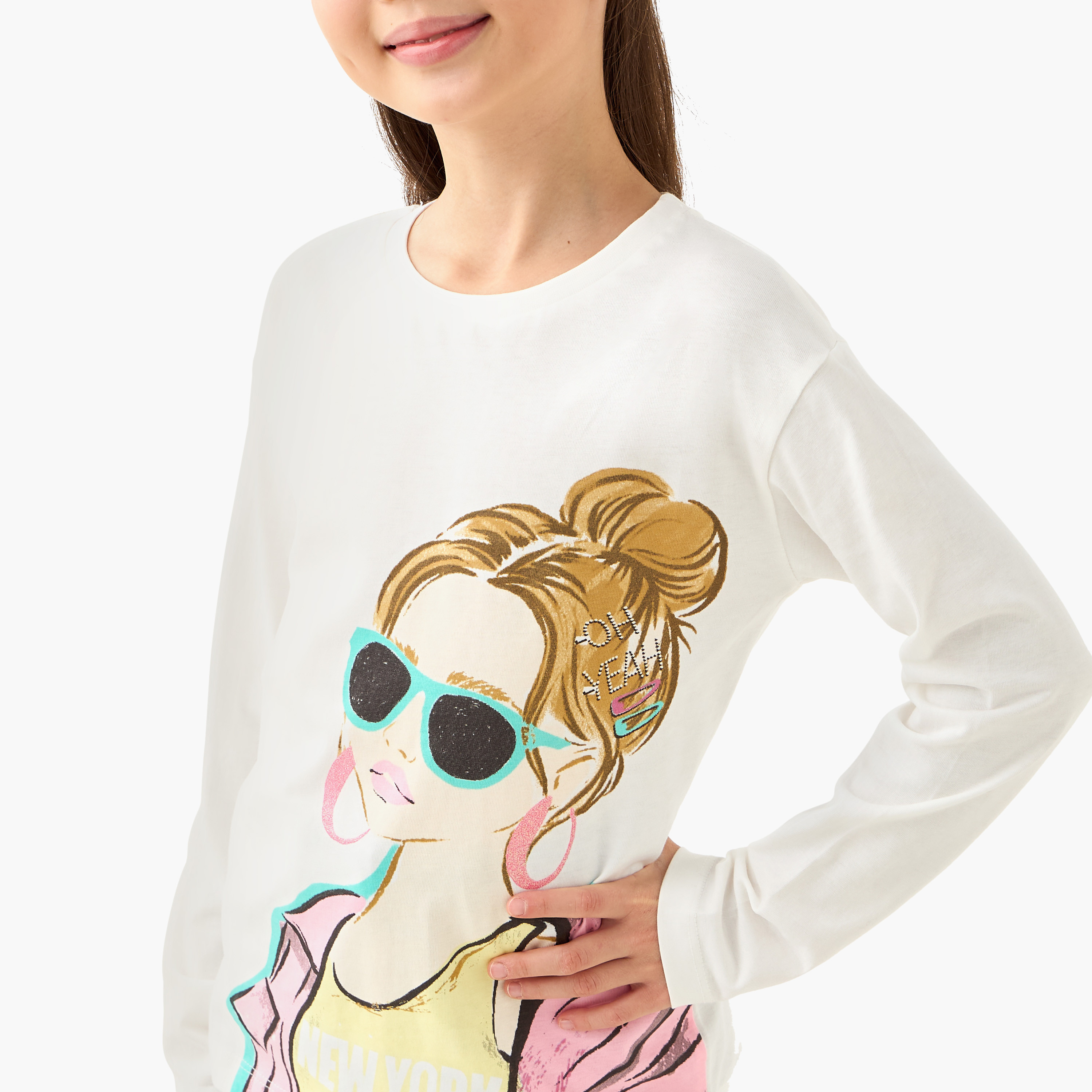Disney Crew Neck Long Sleeves T-shirt with Graphic Print-girls-clothing-tshirts-image-4