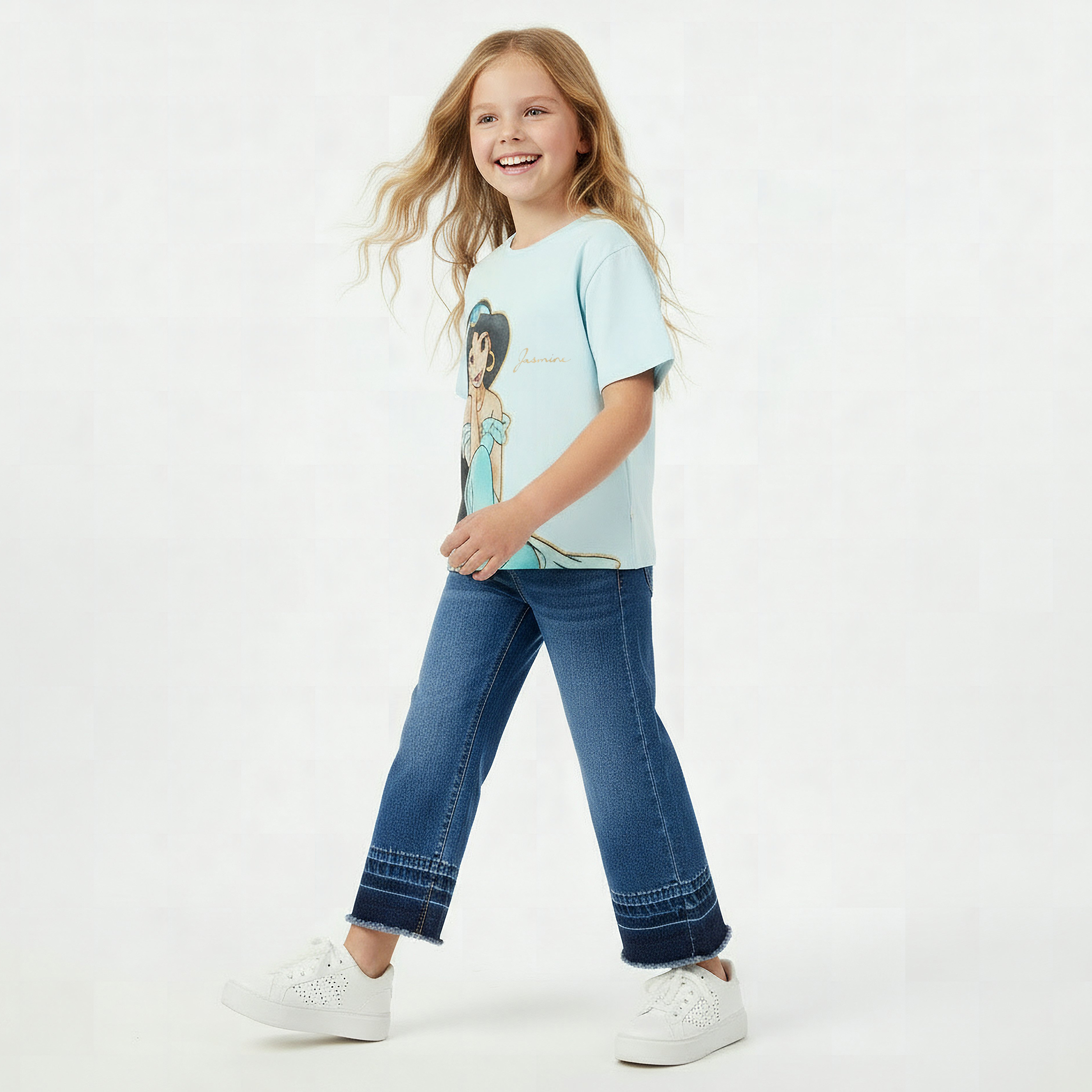 Disney Crew Neck Short Sleeve T-shirt with Jasmine Print-girls-clothing-tshirts-image-2