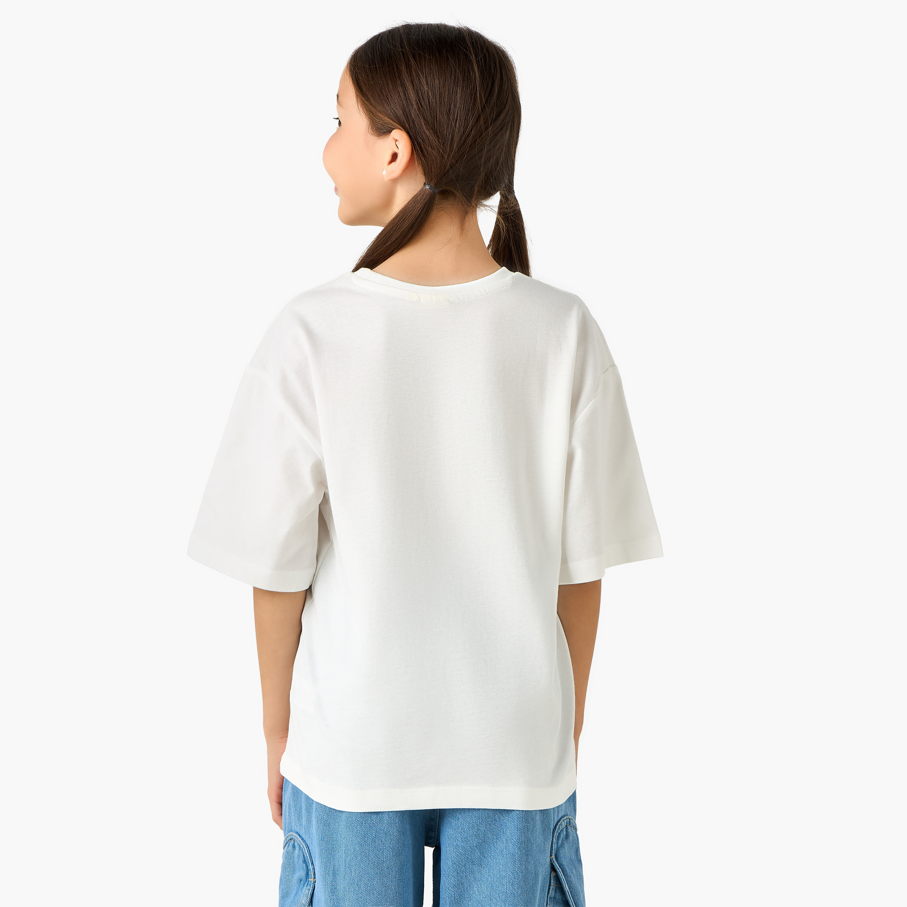 Disney Crew Neck Short Sleeves T-shirt with Stitch Print-girls-clothing-tshirts-image-3