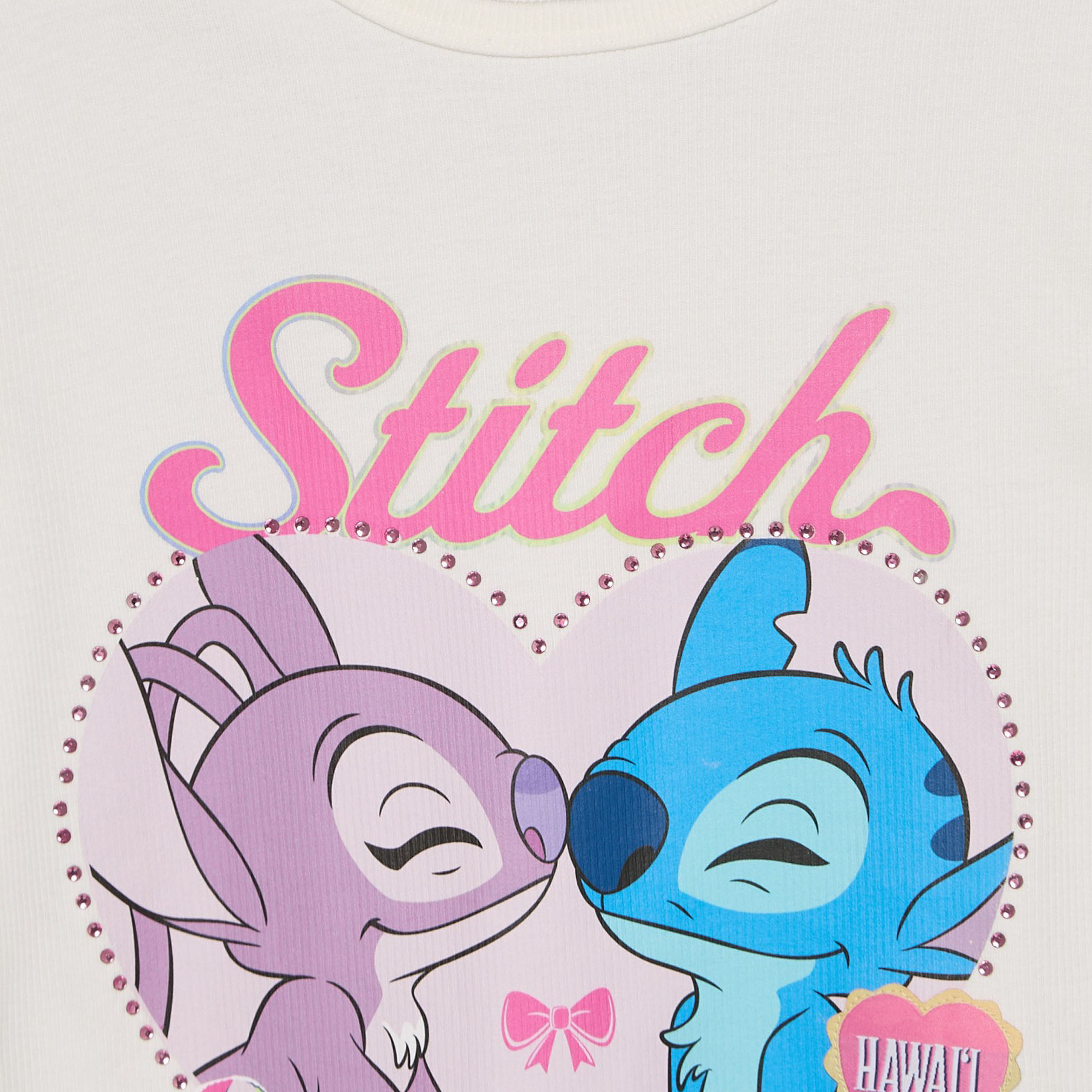Disney Round Neck Short Sleeve T-shirt with Stitch and Angel Print-girls-clothing-tshirts-image-4