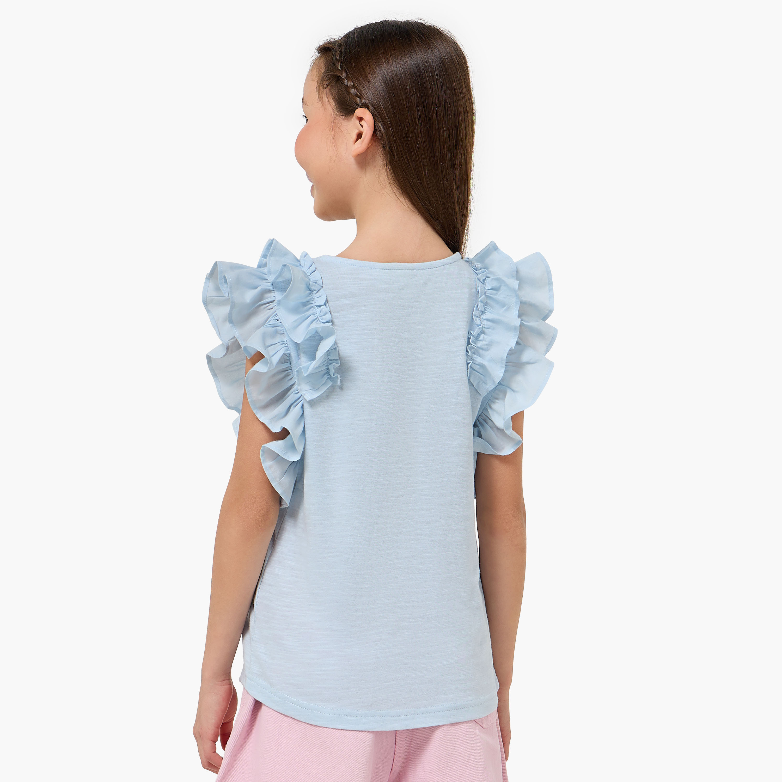 Disney Round Cap Sleeves T-shirt with Stitch Print-girls-clothing-tshirts-image-3