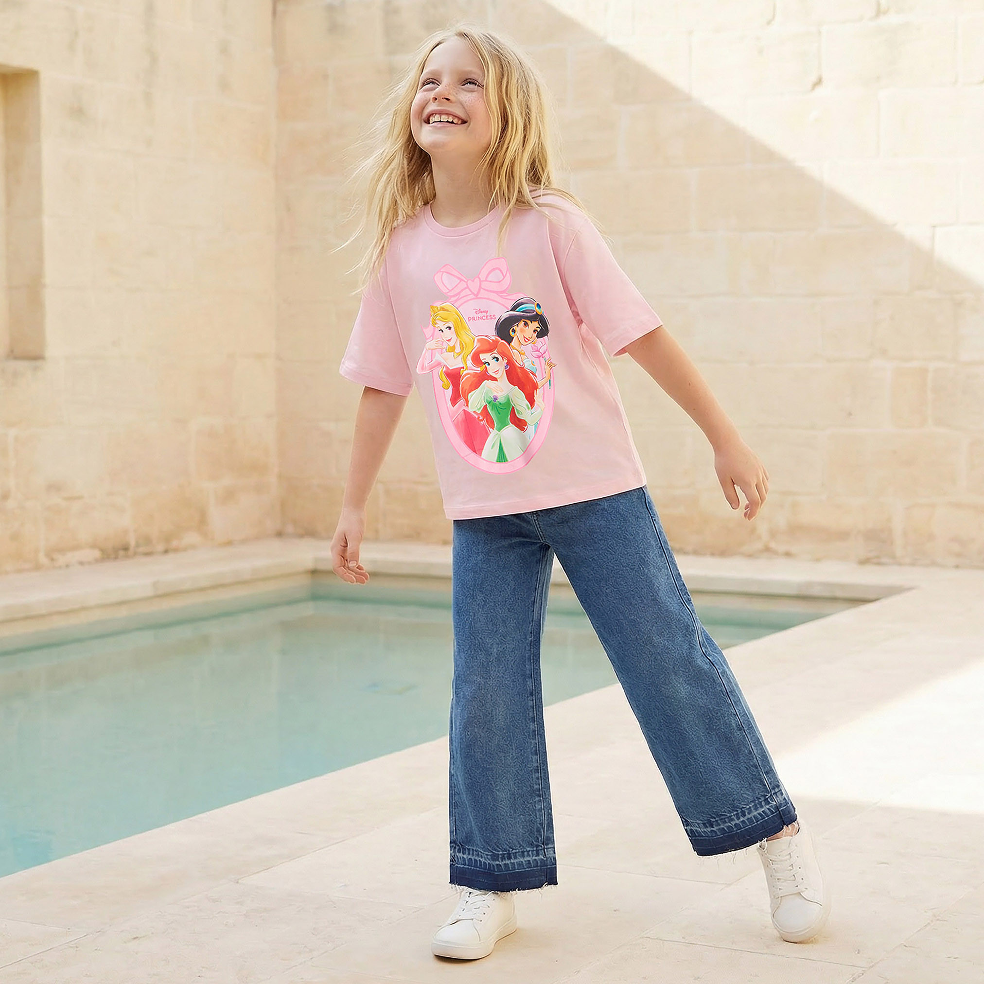 Disney Crew Neck Short Sleeves T-shirt with Princess Print-girls-clothing-tshirts-image-2