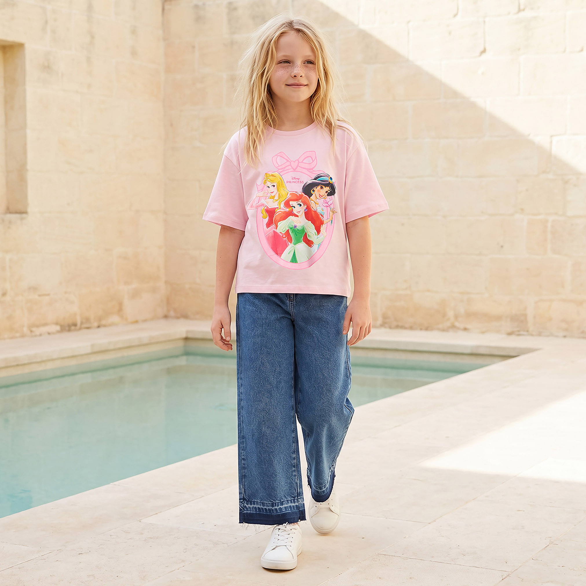 Disney Crew Neck Short Sleeves T-shirt with Princess Print-girls-clothing-tshirts-image-5